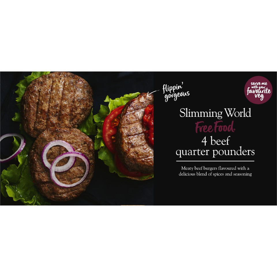 Slimming World 4 Beef Quarter Pounders 454g