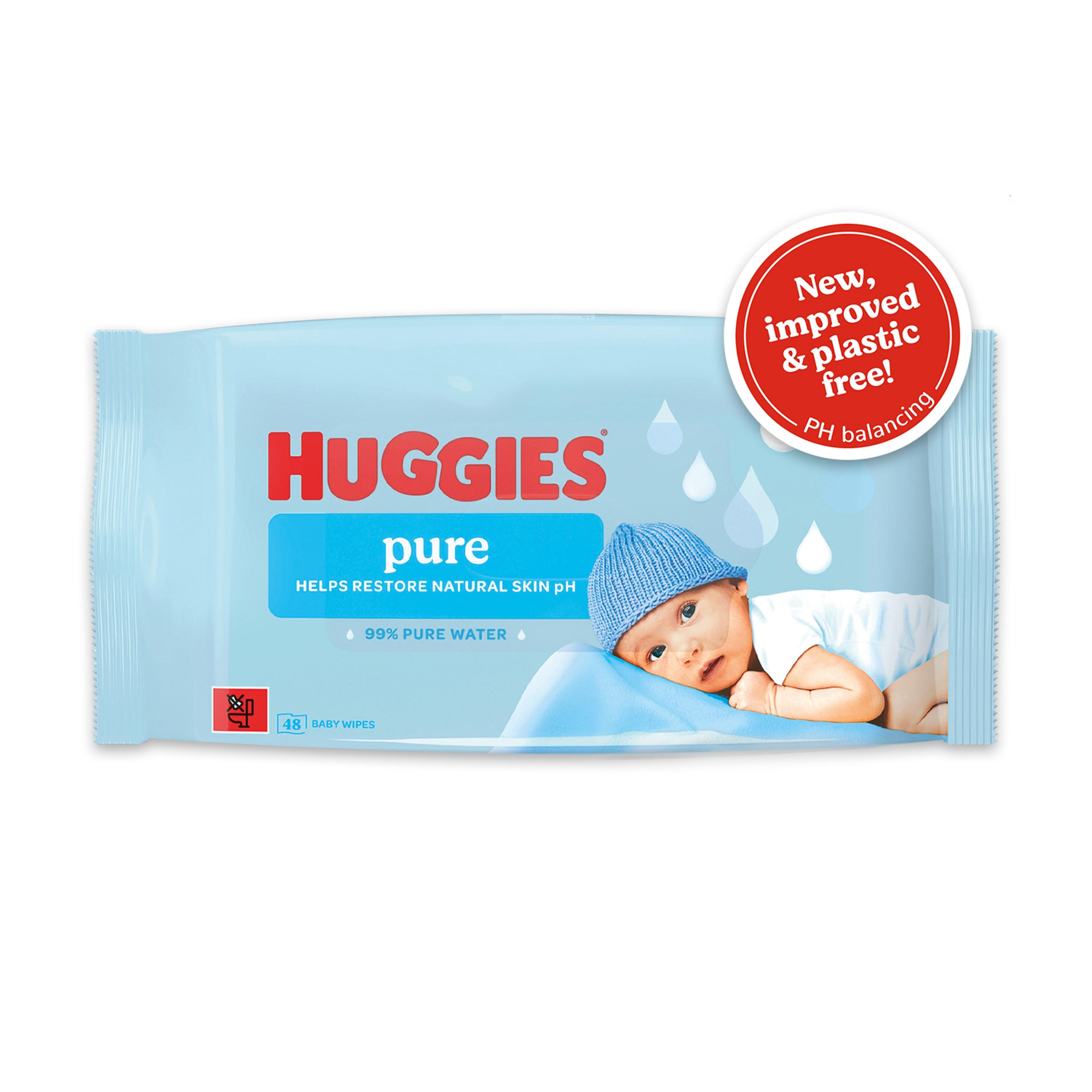 Huggies Pure Plastic Free Baby Wipes 48 wipes