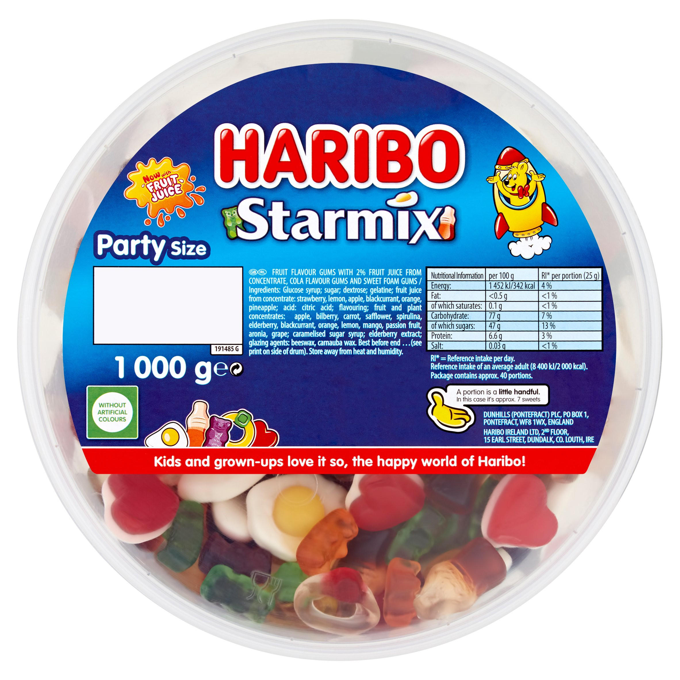 HARIBO Starmix Fruit & Cola Flavour Jelly & Foam Sweets Tub 1kg