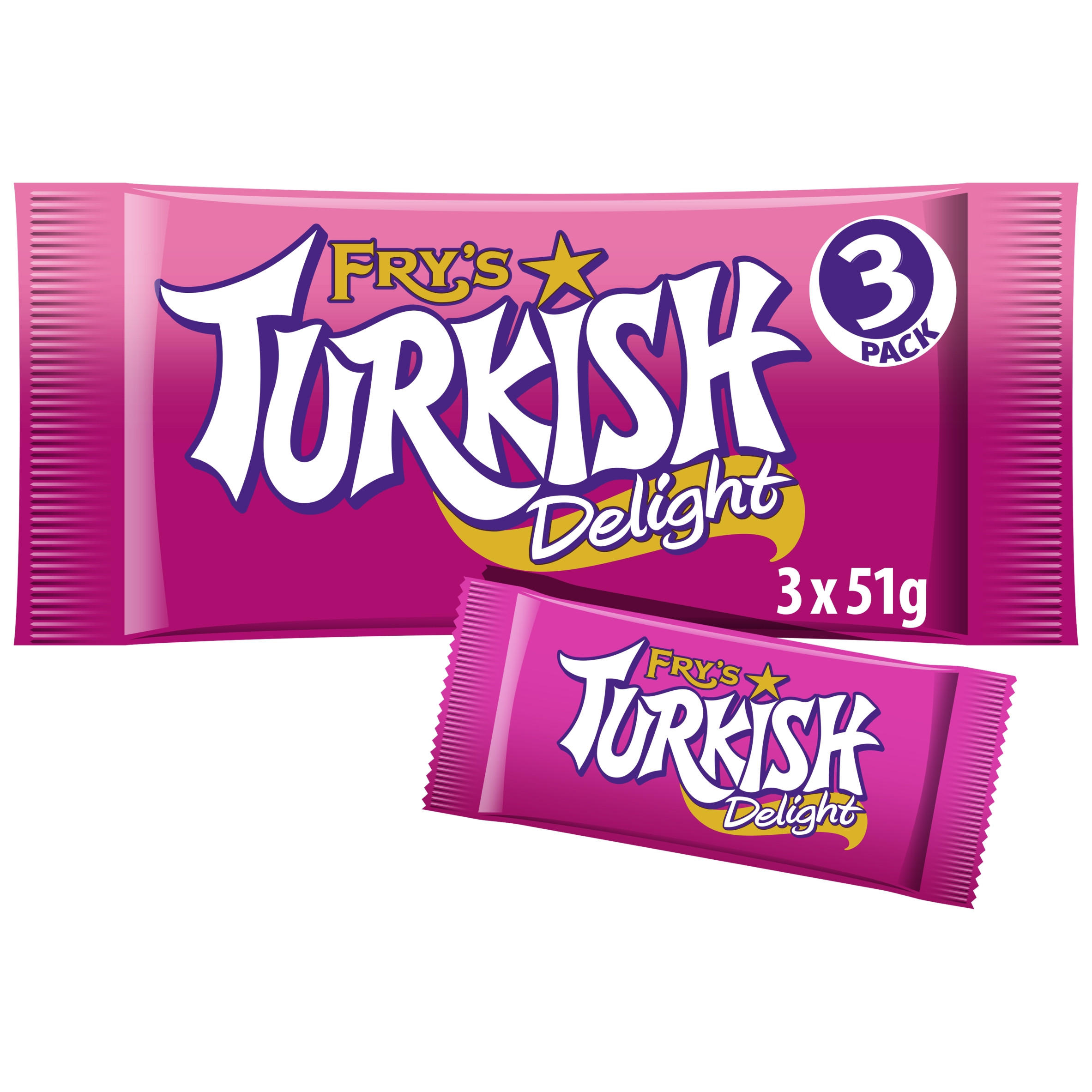Fry's Turkish Delight Chocolate Bar 3 Pack 153g