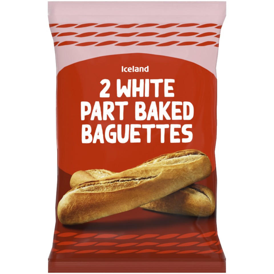 Iceland 2 White Part Baked Baguettes 300g