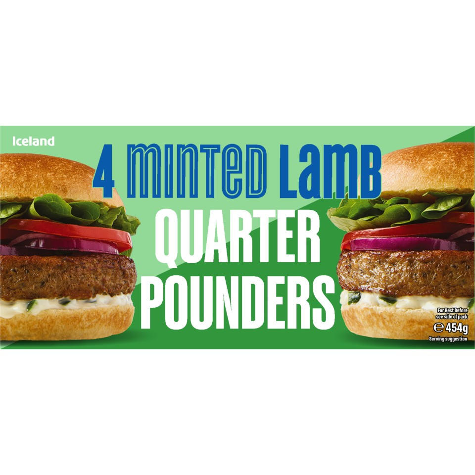 Iceland 4 Minted Lamb Quarter Pounders 454g