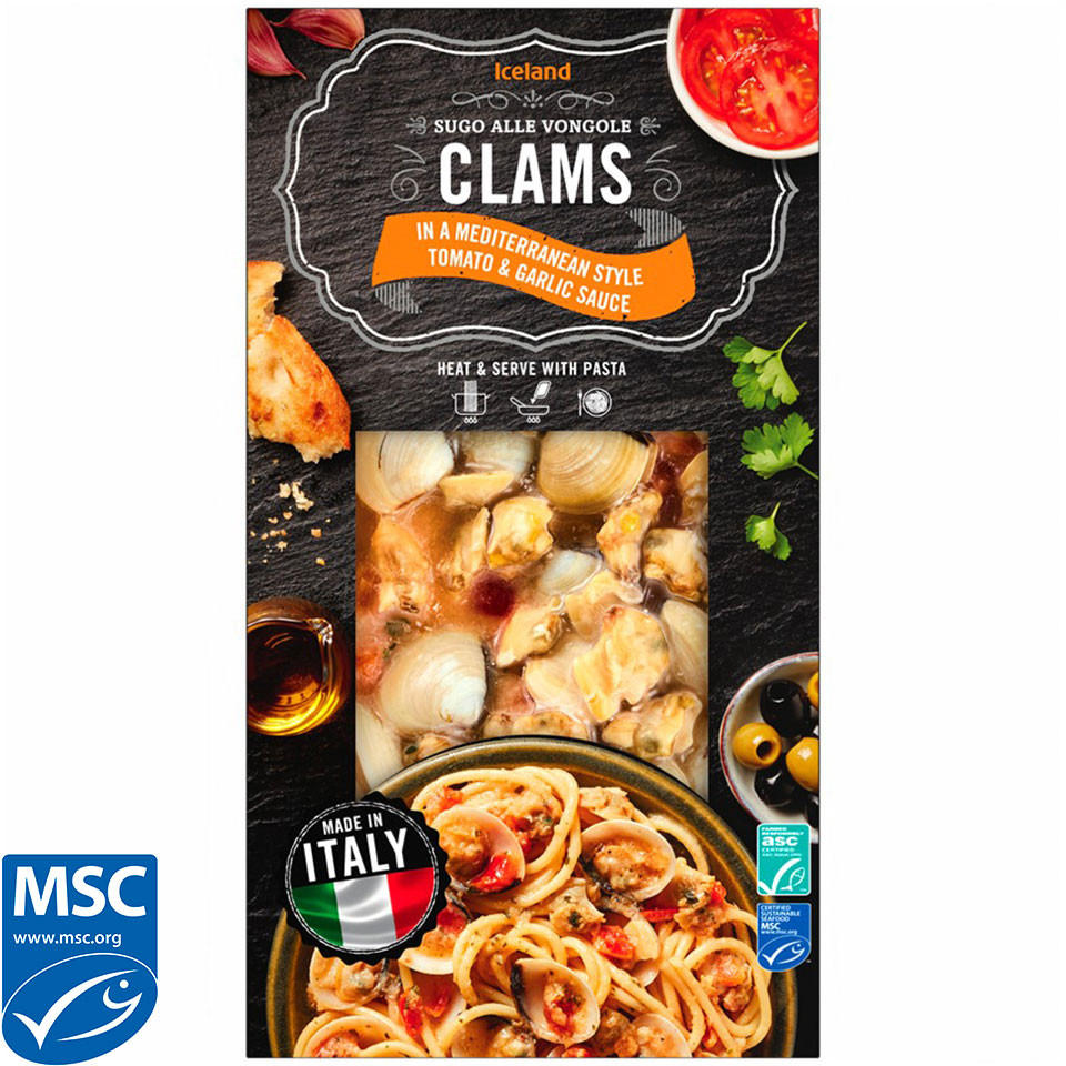 Iceland Clams in a Mediterranean Style Tomato & Garlic Sauce 400g