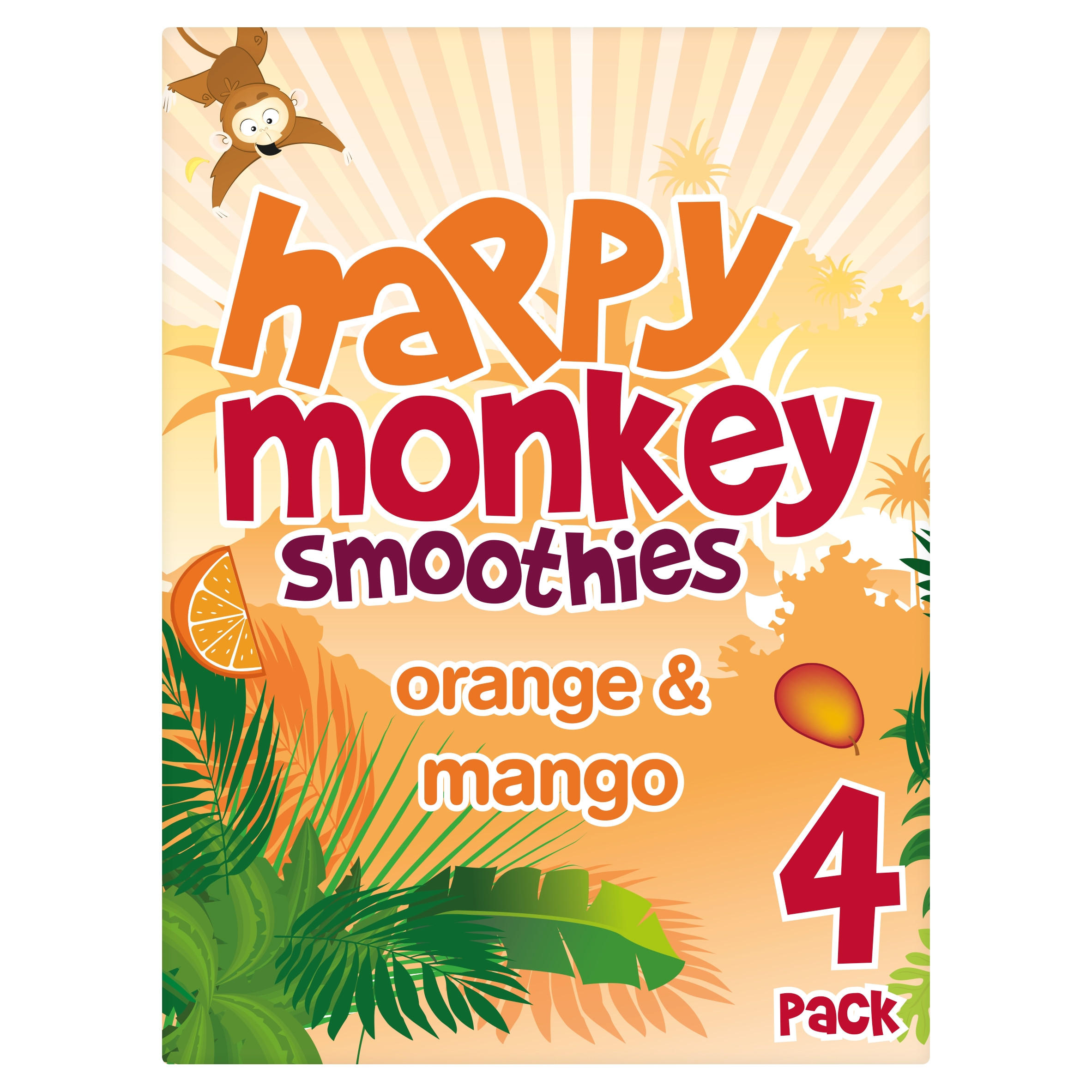 Happy Monkey Orange & Mango Smoothies 4 x 180ml