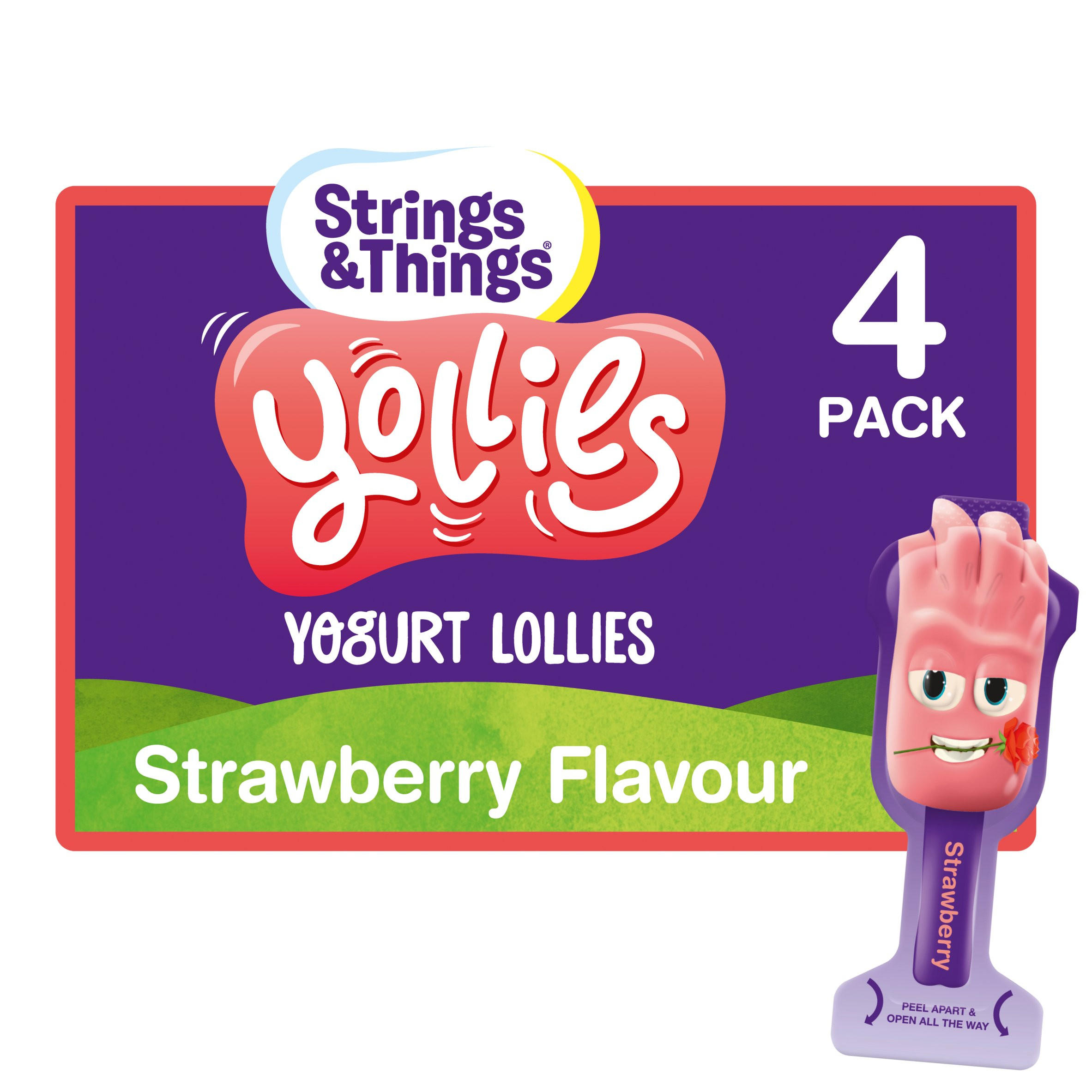 Strings & Things Yollies Yogurt Lollies Strawberry Flavour 100g (4 x 25g)
