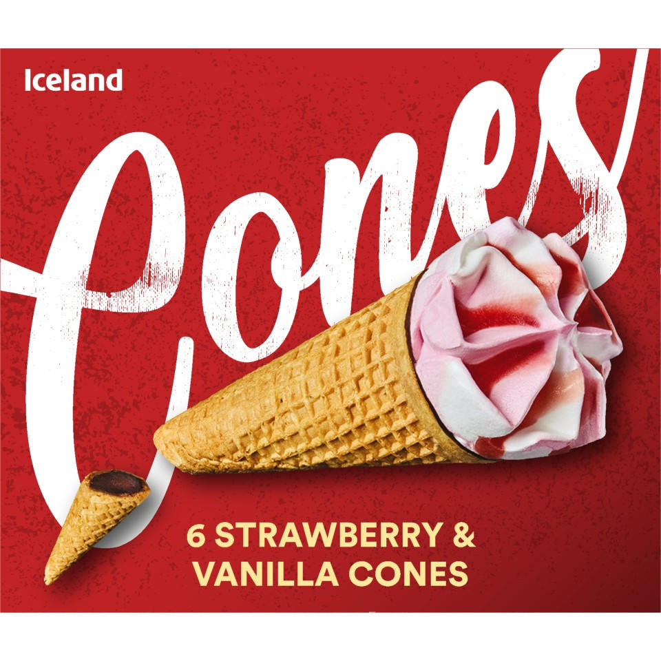 Iceland 6 Strawberry & Vanilla Cones 372g