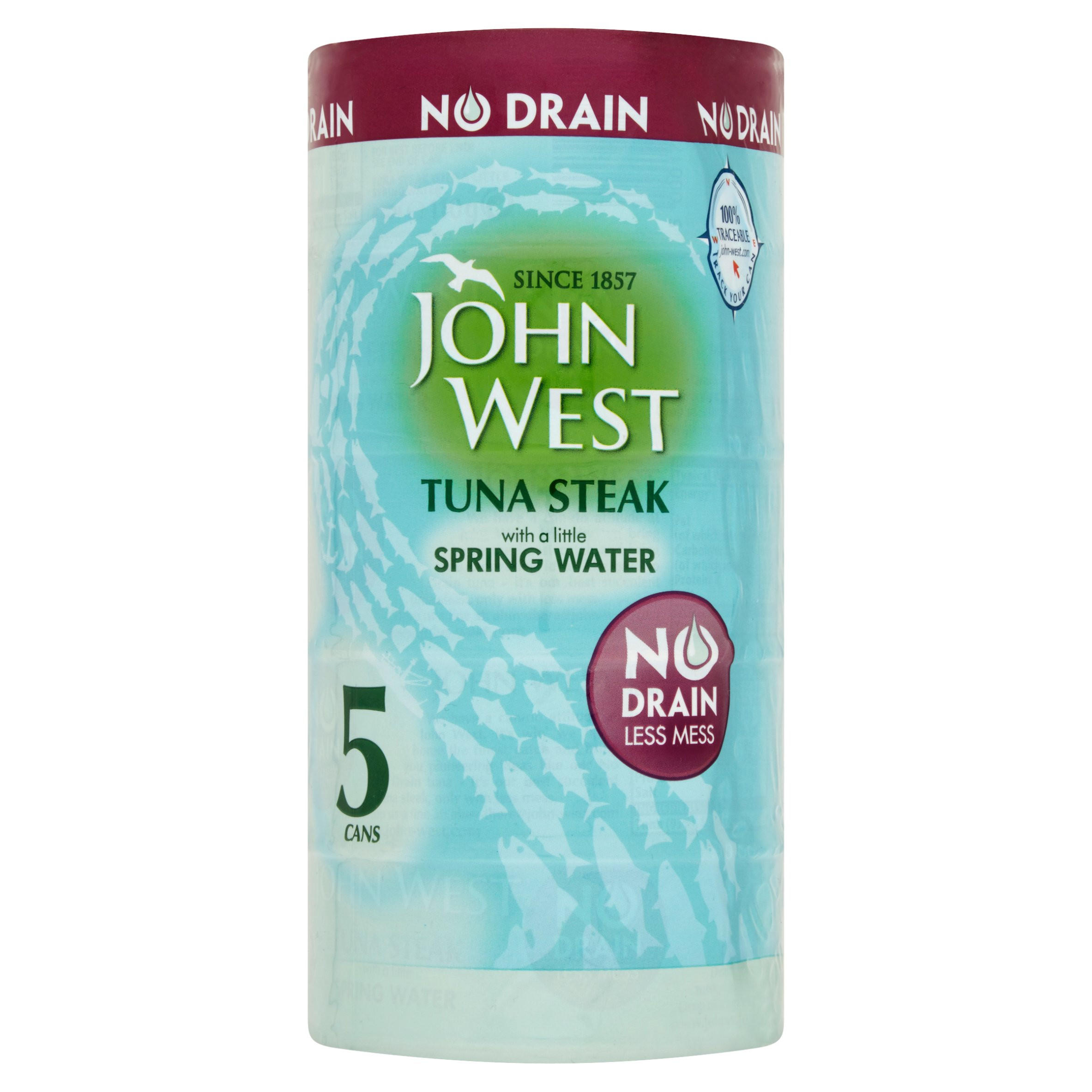 John West No Drain Tuna Steak with a Little Spring Water 5 x 110g