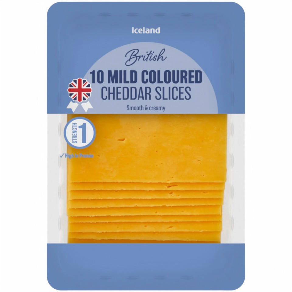 Iceland 10 Mild Coloured Cheddar Slices 250g