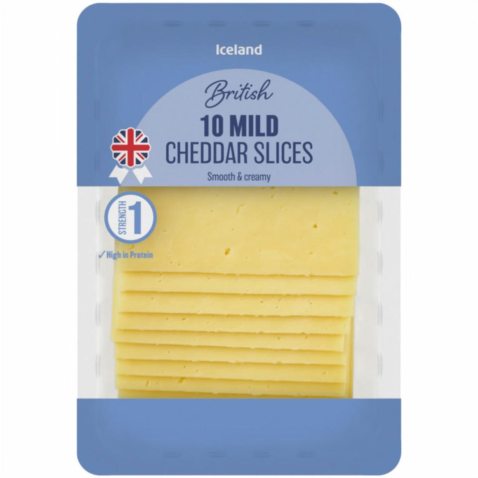Iceland 10 Mild Cheddar Slices 250g