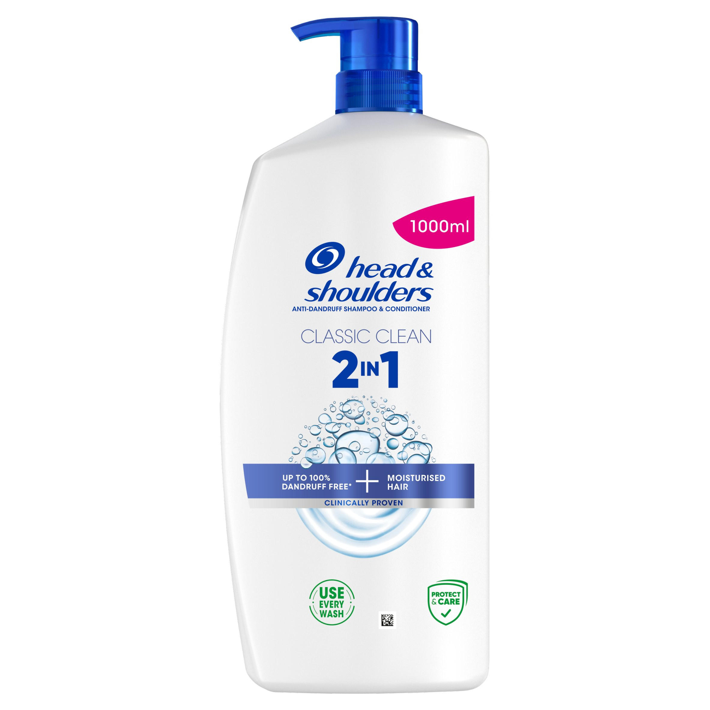 Head & Shoulders Classic Clean 2in1 Anti Dandruff Shampoo, 1000ml Pump. Refreshing Scent