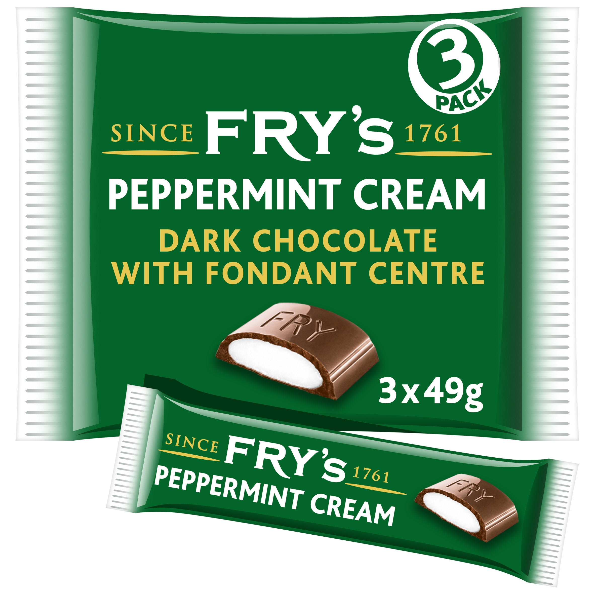 Fry's Peppermint Cream Chocolate Bar 3 Pack Multipack 147g (3 x 49g)