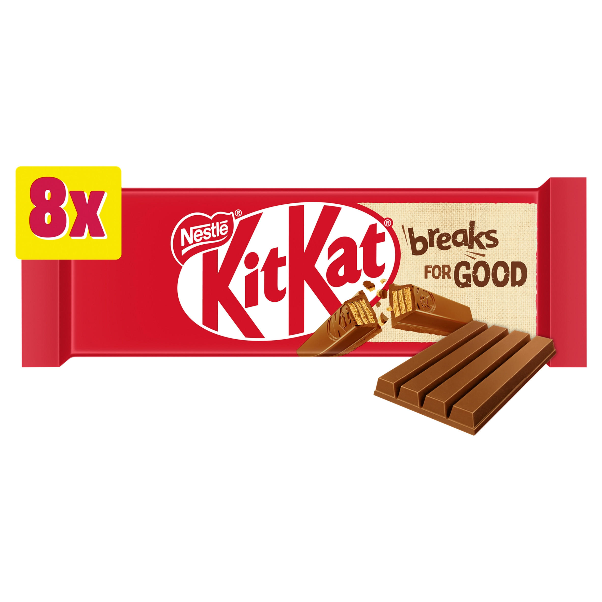 KitKat 4 Finger Milk Chocolate Biscuit Bar 8 Pack Multipack 332g