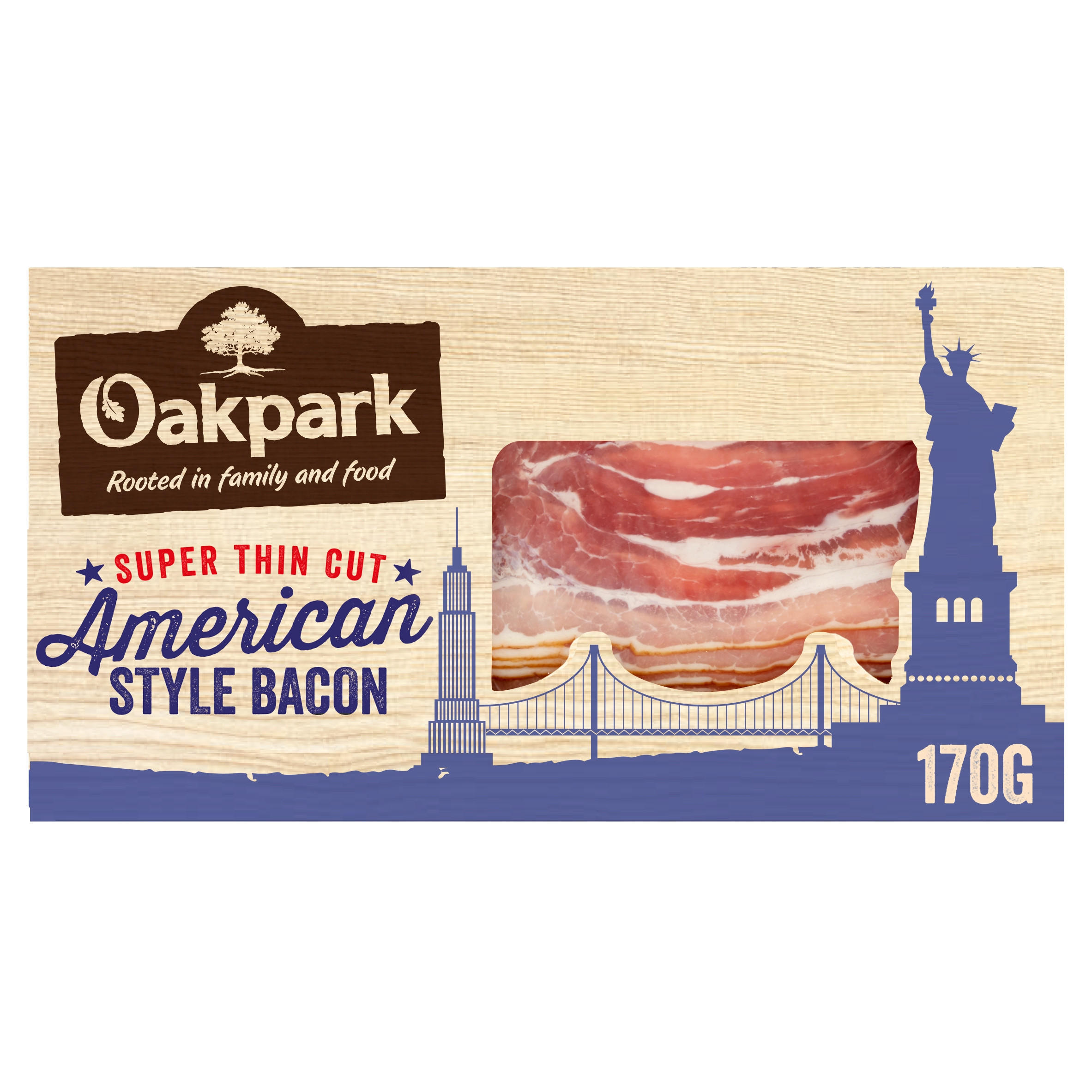 Oakpark Super Thin Cut American Style Bacon 16 Rashers 170g