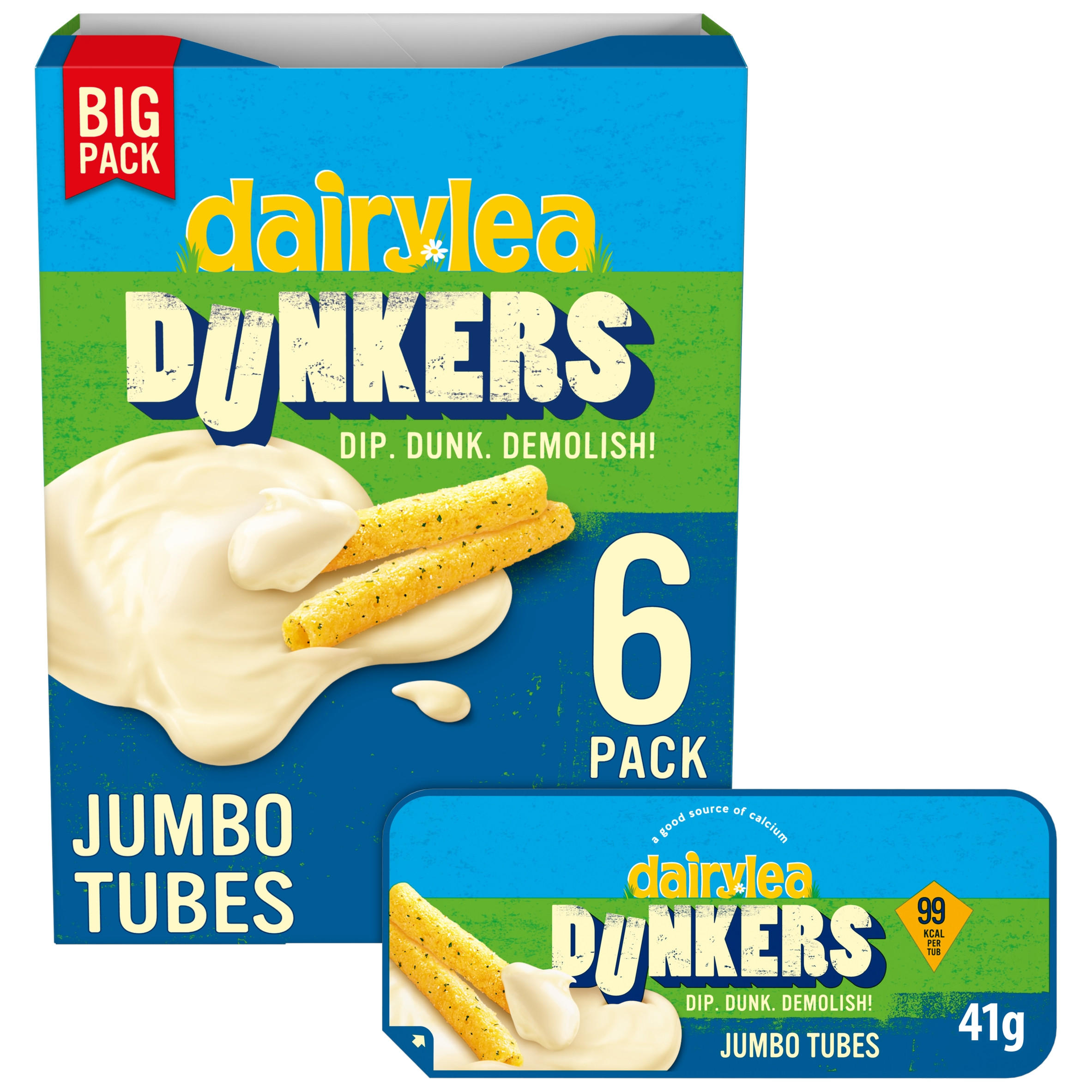 Dairylea Dunkers Jumbo Tubes Cheese Snack 6 pack Multipack (6 x 41g) 246 g