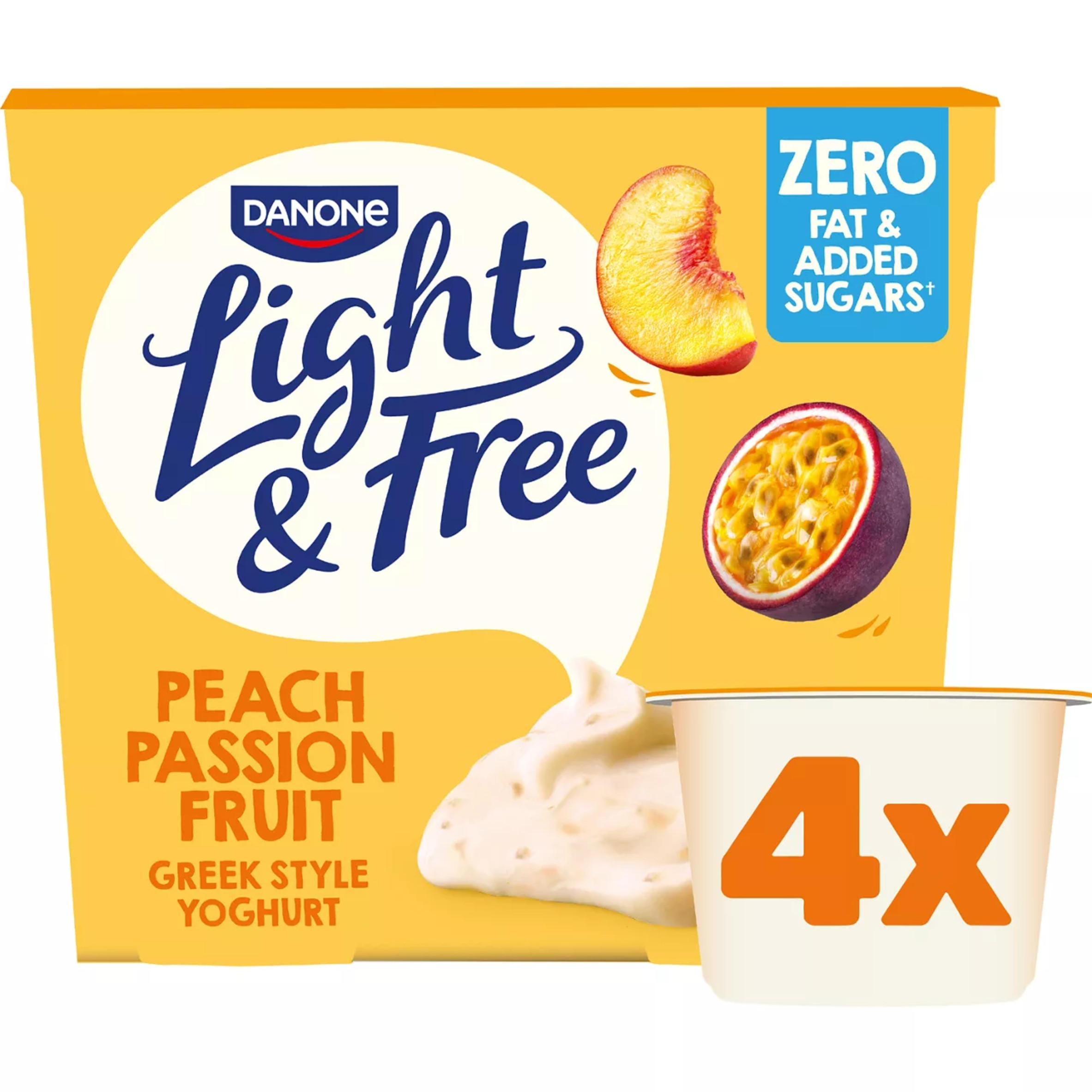 Light & Free Peach Greek Style Fat Free Yoghurt Multipack 4x115g