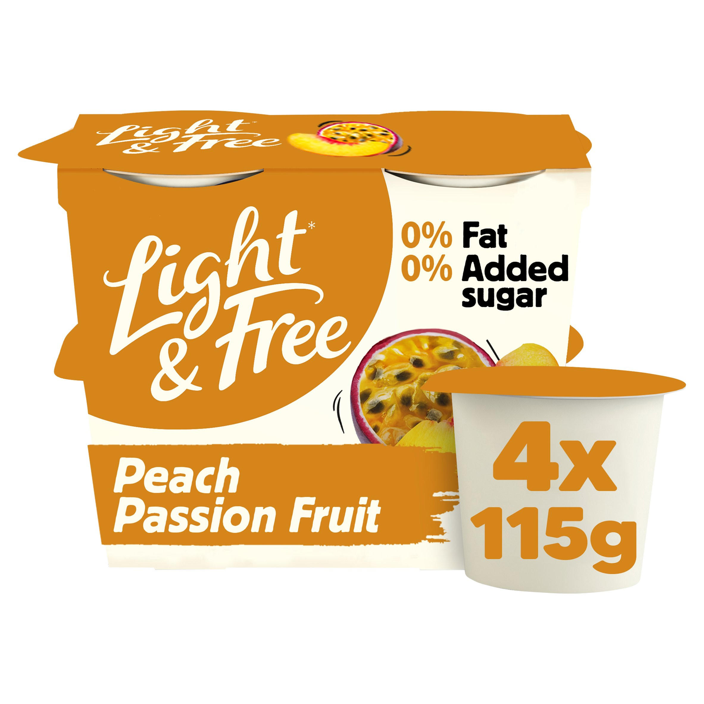 Light & Free Peach Greek Style Fat Free Yoghurt Multipack 4x115g