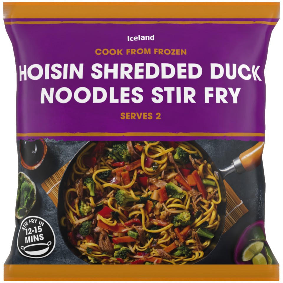 Iceland Hoisin Shredded Duck Noodles Stir Fry 750g