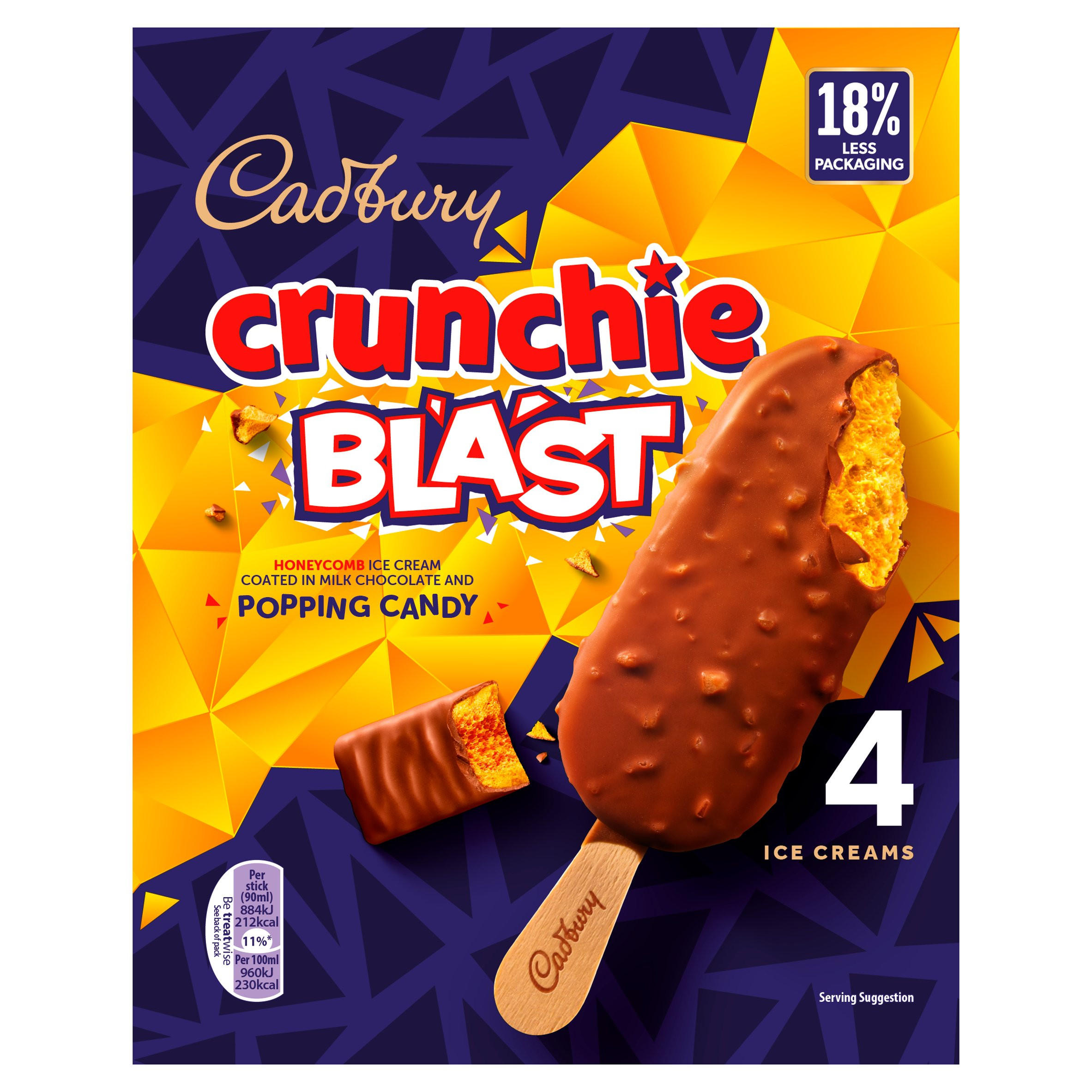 Cadbury Crunchie Blast Ice Cream 4 x 90ml