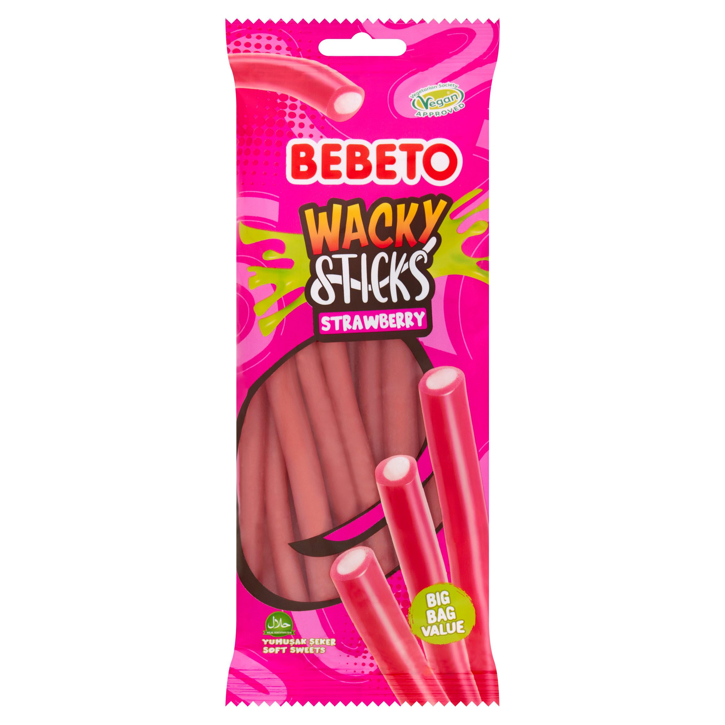 Bebeto Wacky Sticks Soft Sweets Strawberry 180g