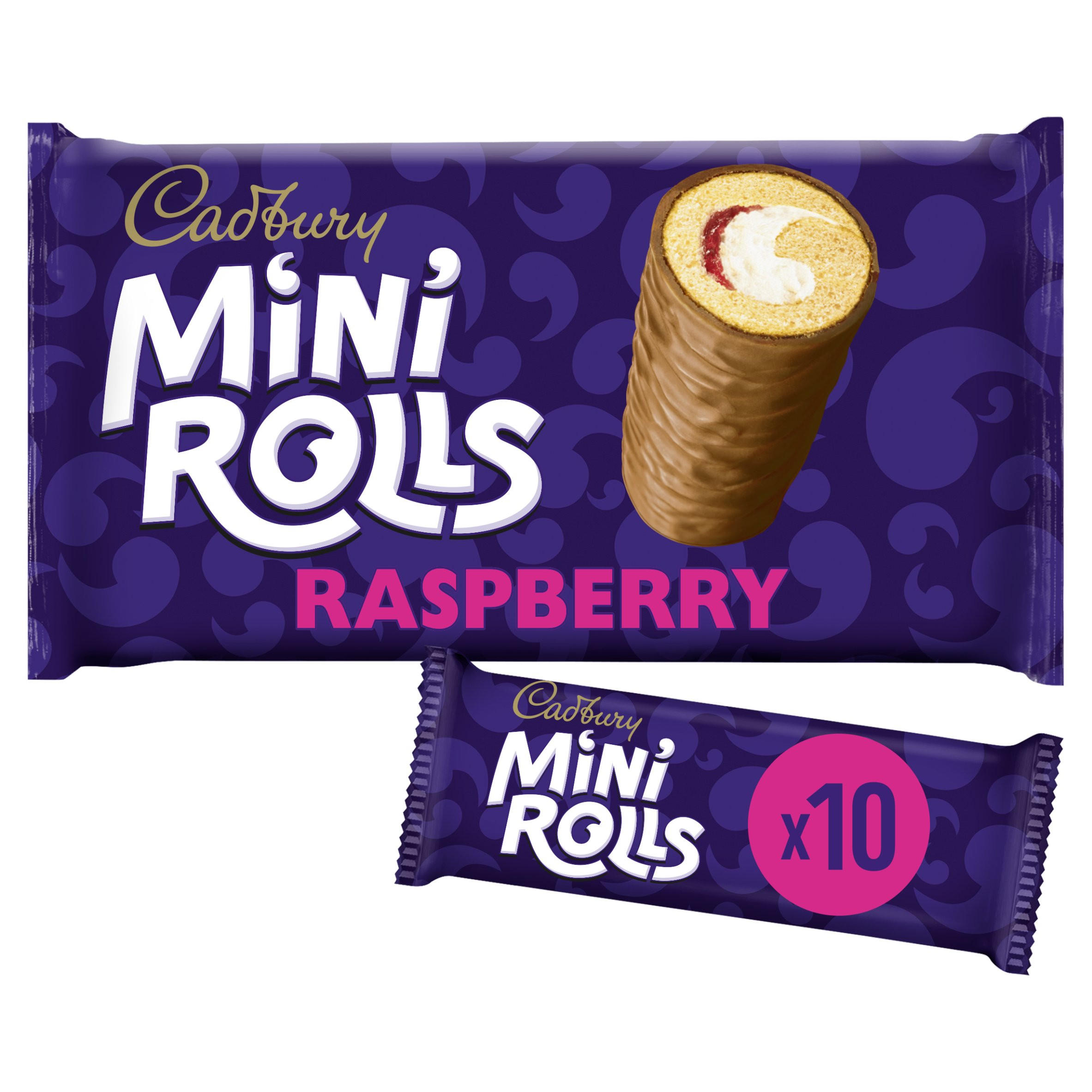 Cadbury Milk Chocolate Raspberry Mini Rolls Cakes 10 Pack