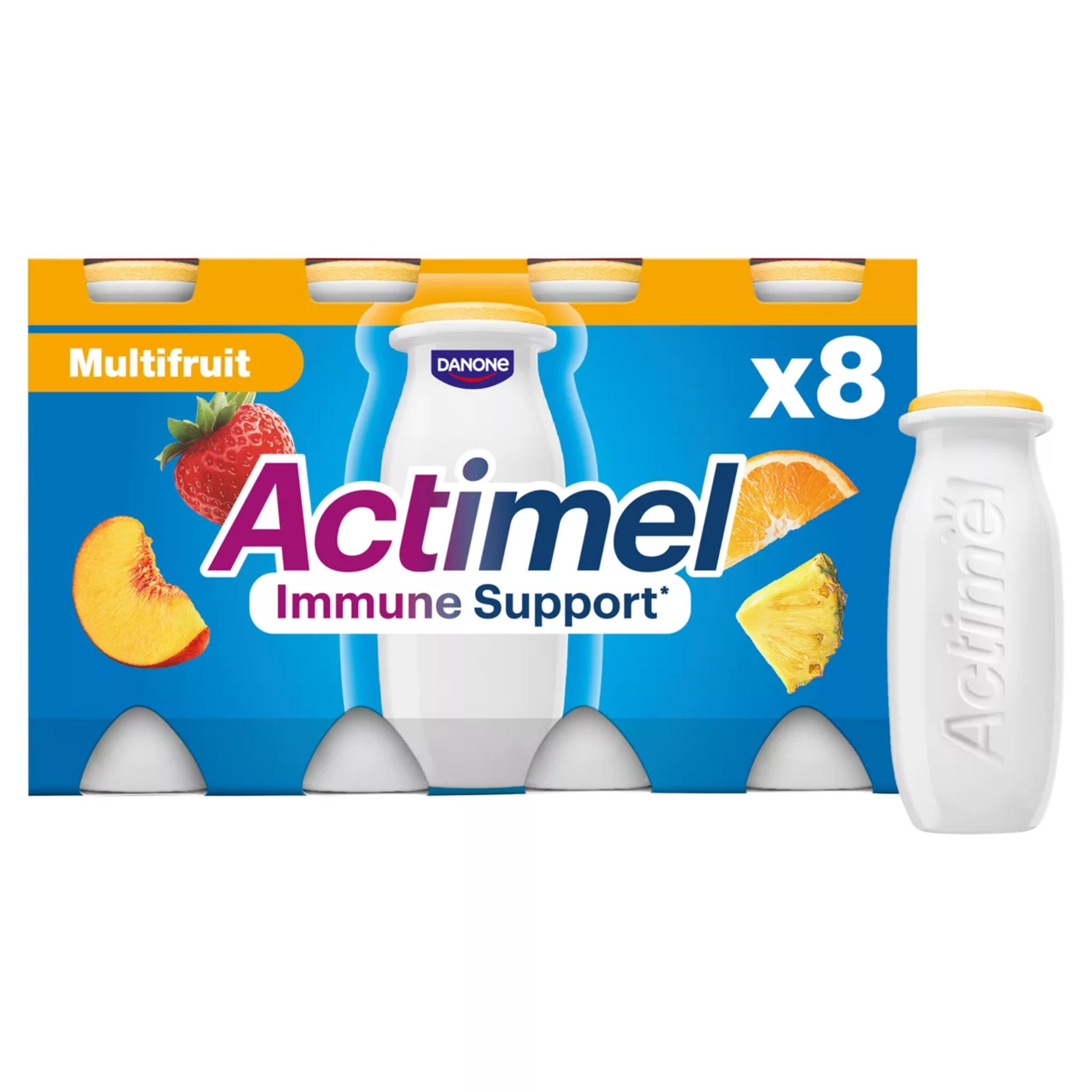 Actimel Multifruit Immune Support Yoghurt Drink Multipack, 8x100g