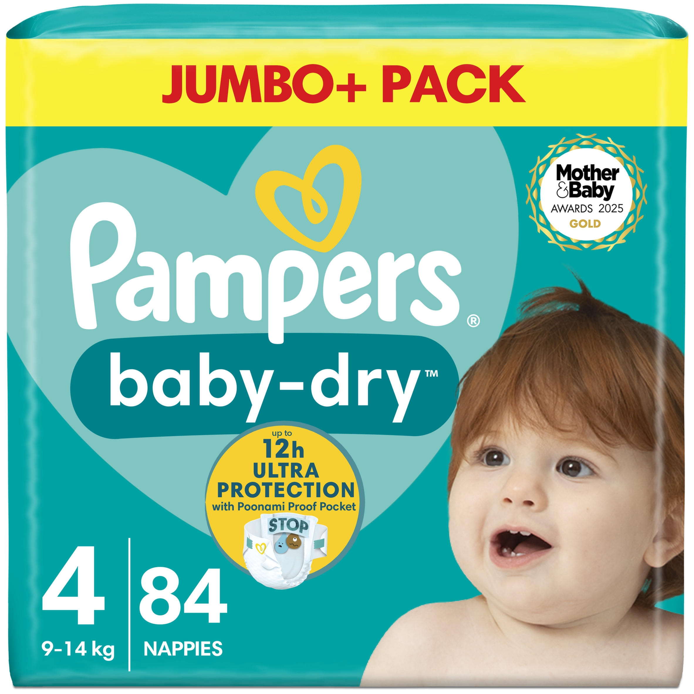 Pampers Baby-Dry Size 4, 84 Nappies, 9kg-14kg