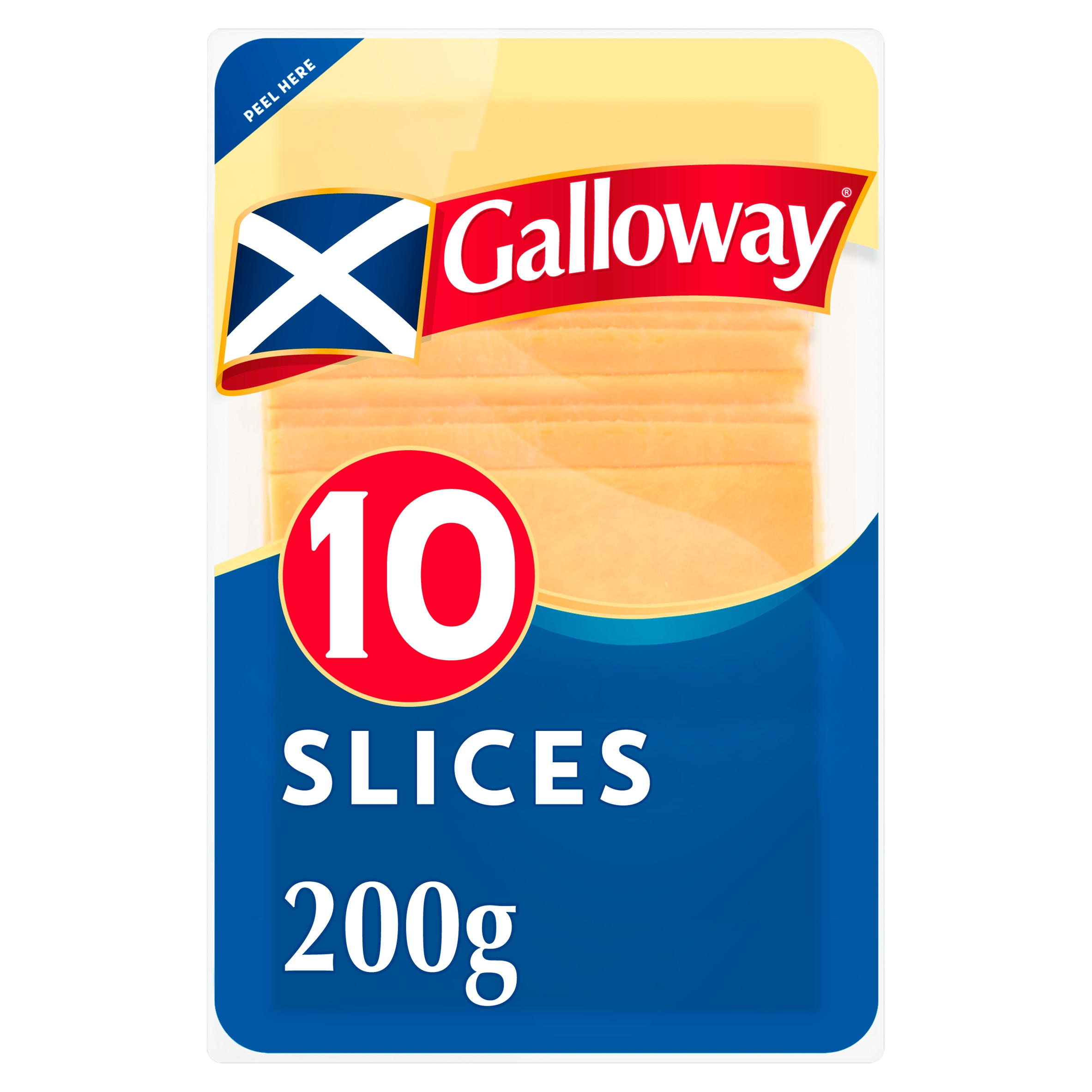 Galloway Medium Scottish Coloured Cheddar Cheese 10 Slices 200g