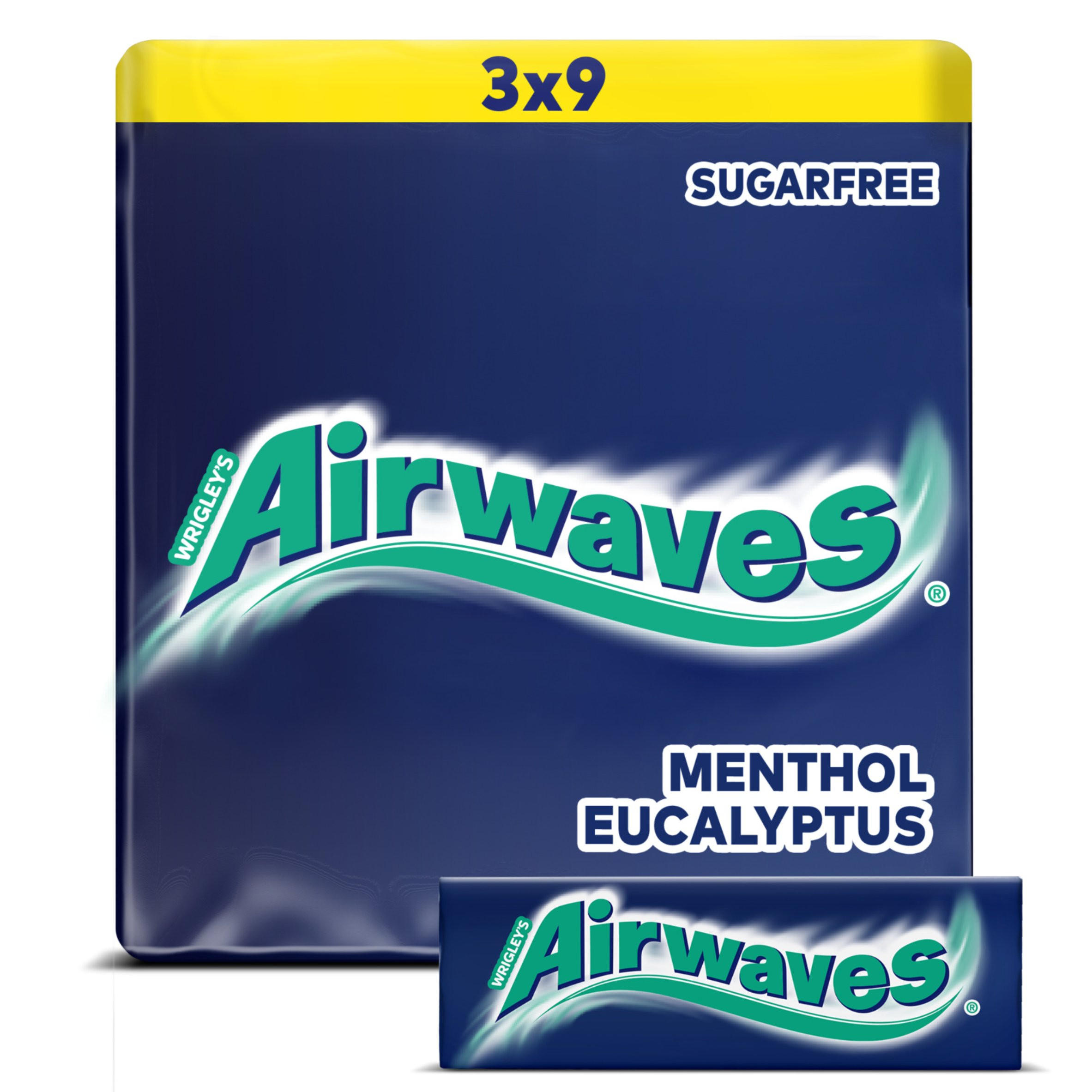 Airwaves Menthol & Eucalyptus Sugarfree Chewing Gum Multipack 3x9 Pieces
