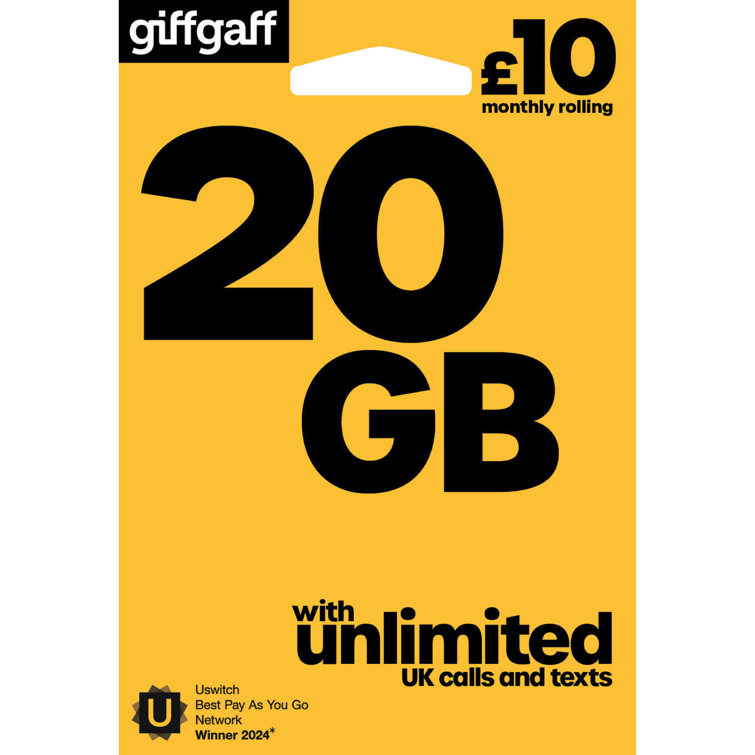 GiffGaff £10 20GB Sim Card