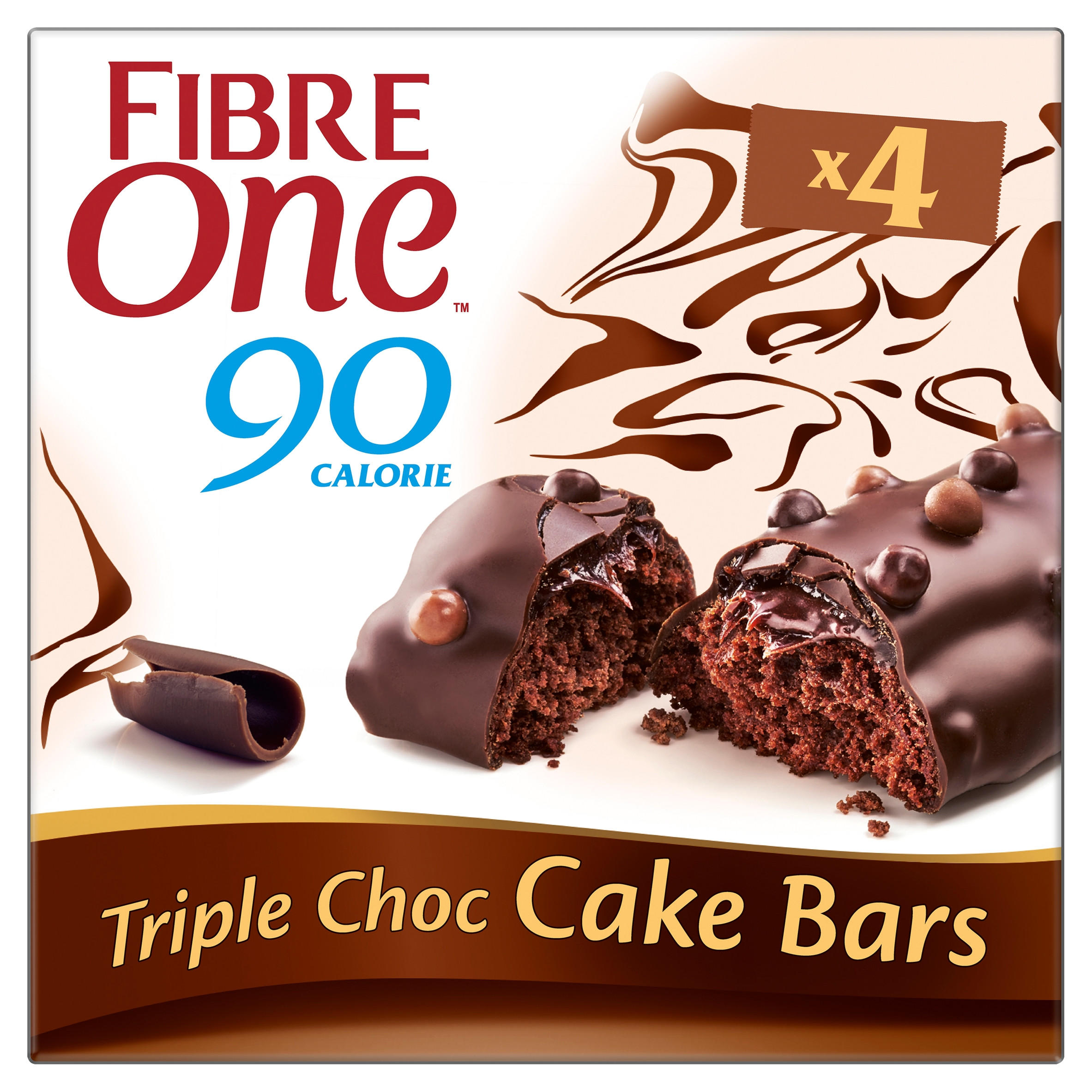 Fibre One 90 Calorie Triple Choc Cake Bars 4 x 25g (100g)