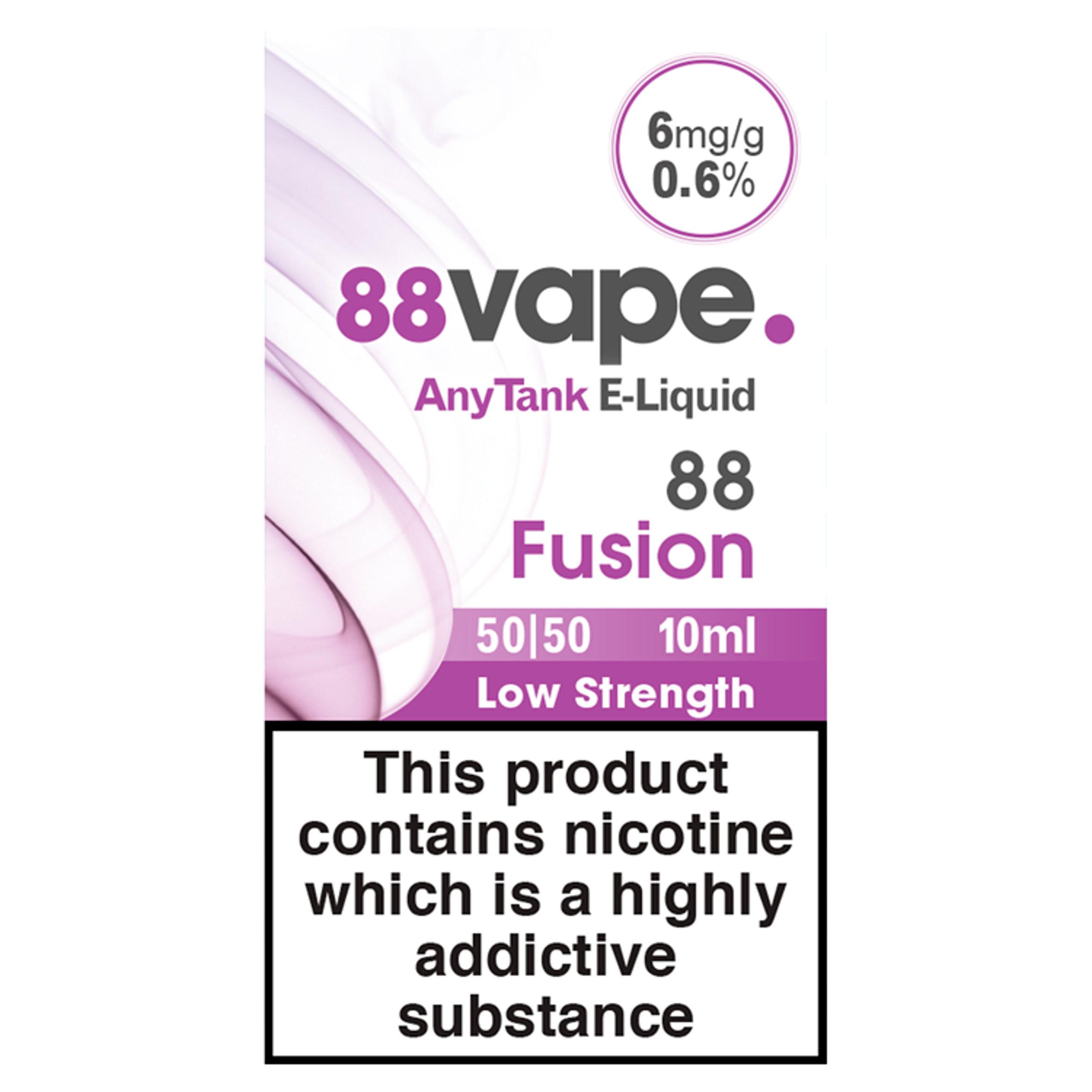 88Vape Any Tank E-Liquid 88 Fusion 6mg-g 0.6% 10ml