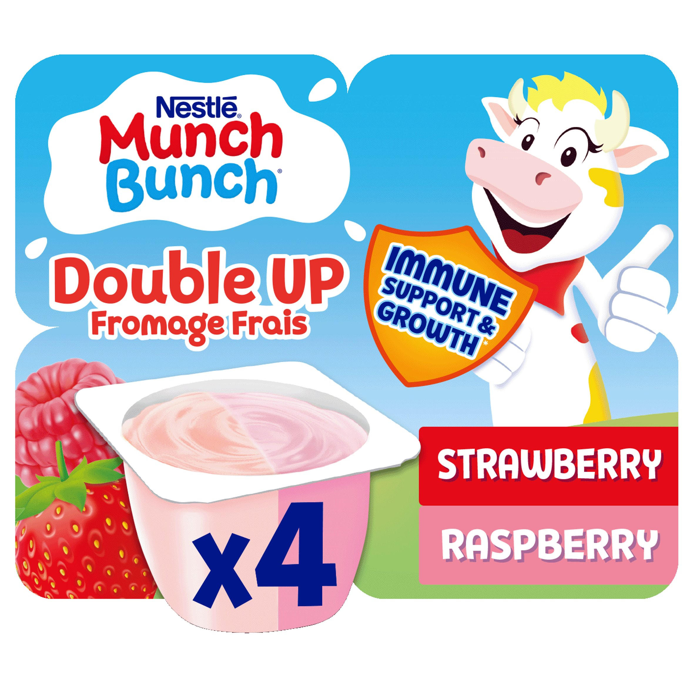 Munch Bunch Double Up Fromage Frais Strawberry Raspberry 4 x 85g (340g)