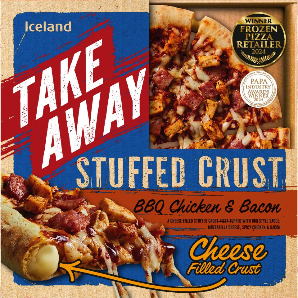 Iceland Takeaway BBQ Chicken & Bacon Stuffed Crust Pizza 460g