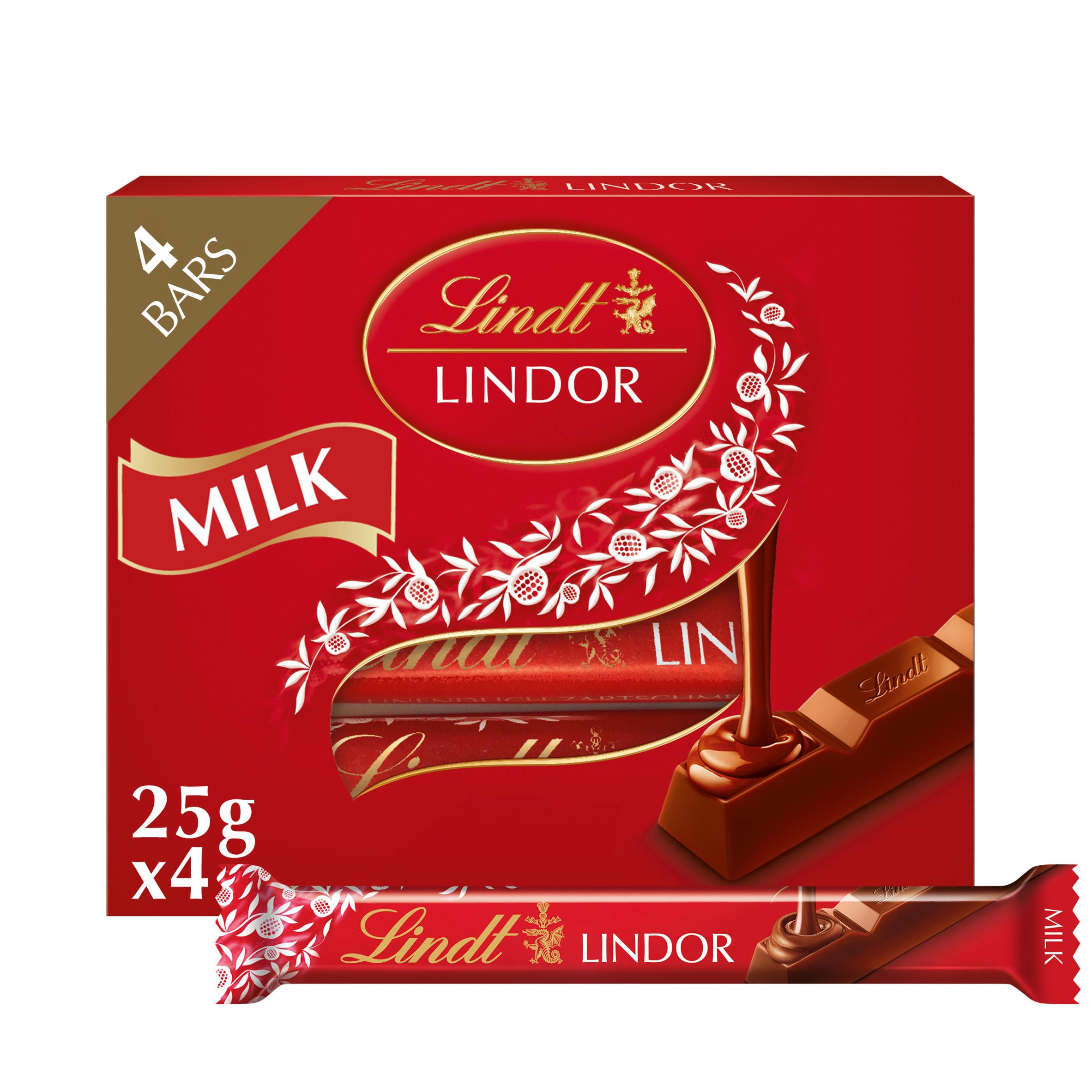Lindt Lindor Milk Treat Bar Multipack 4x25g