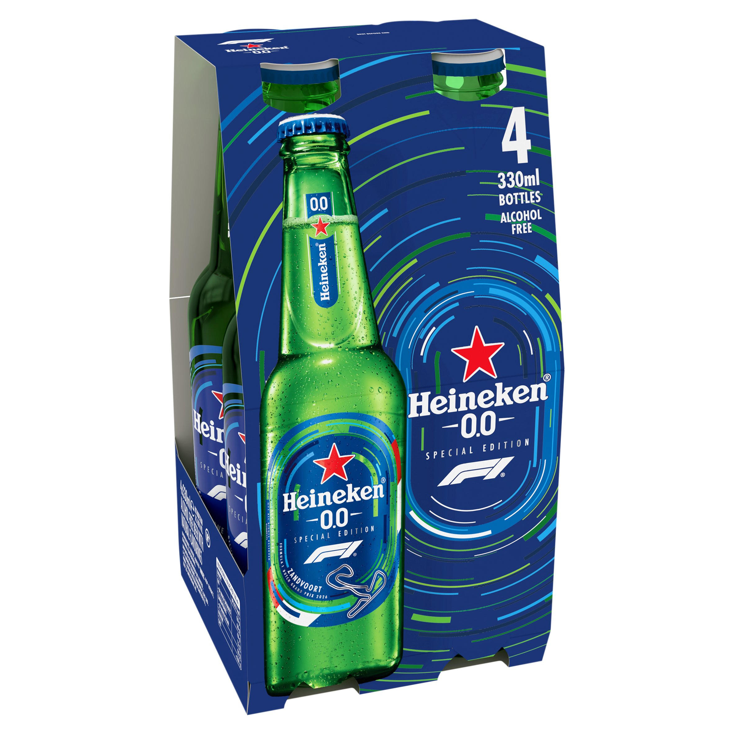 Heineken 0.0 Alcohol Free Premium Lager Beer 0% ABV Bottles 4x330ml
