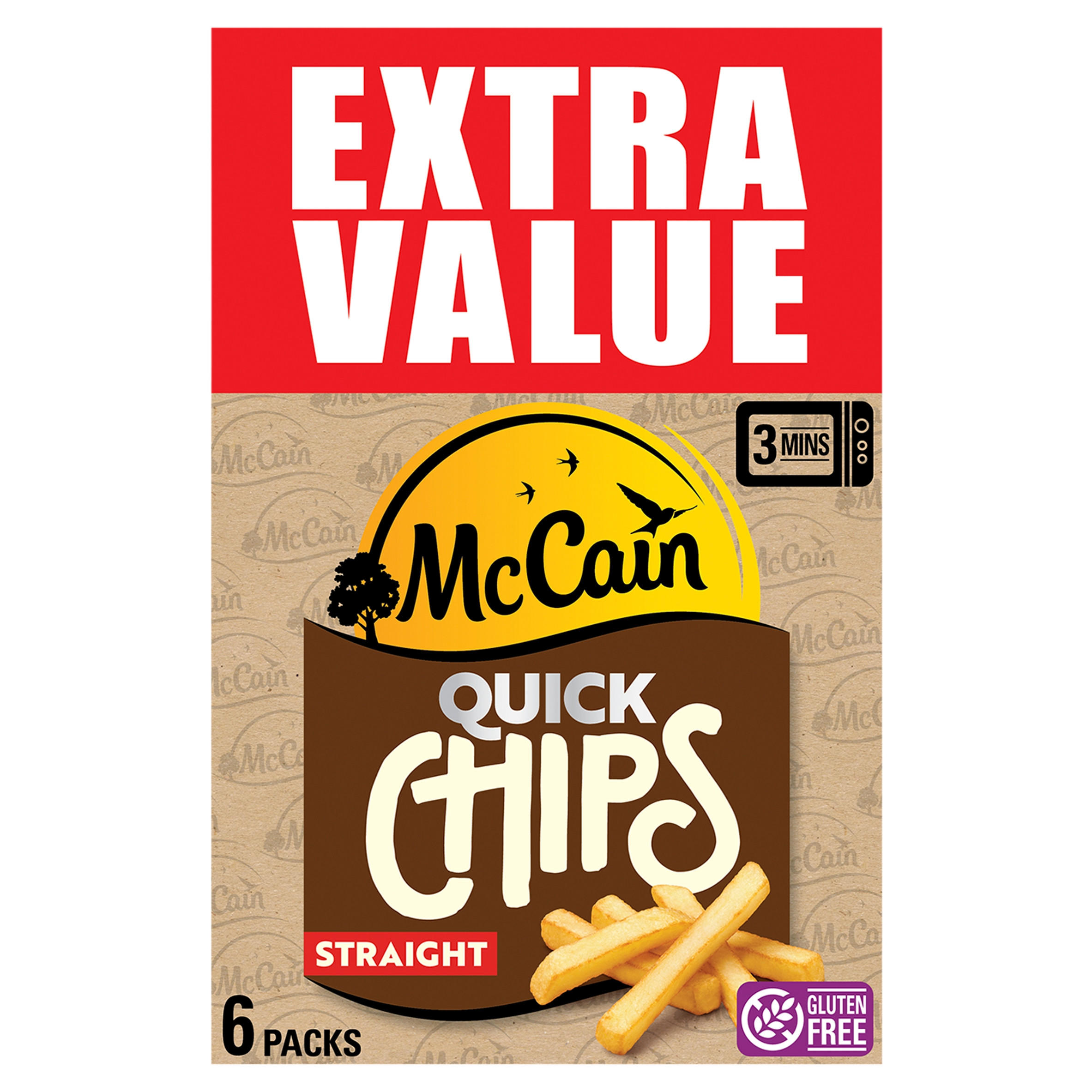 McCain Microwave Quick Chips Straight Cut 6 x 100g