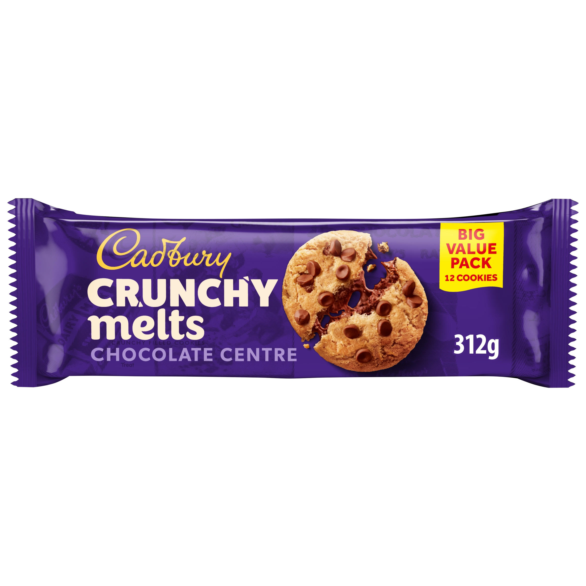 Cadbury Crunchy Melts Chocolate Centre Chocolate Chip Cookies, 312g