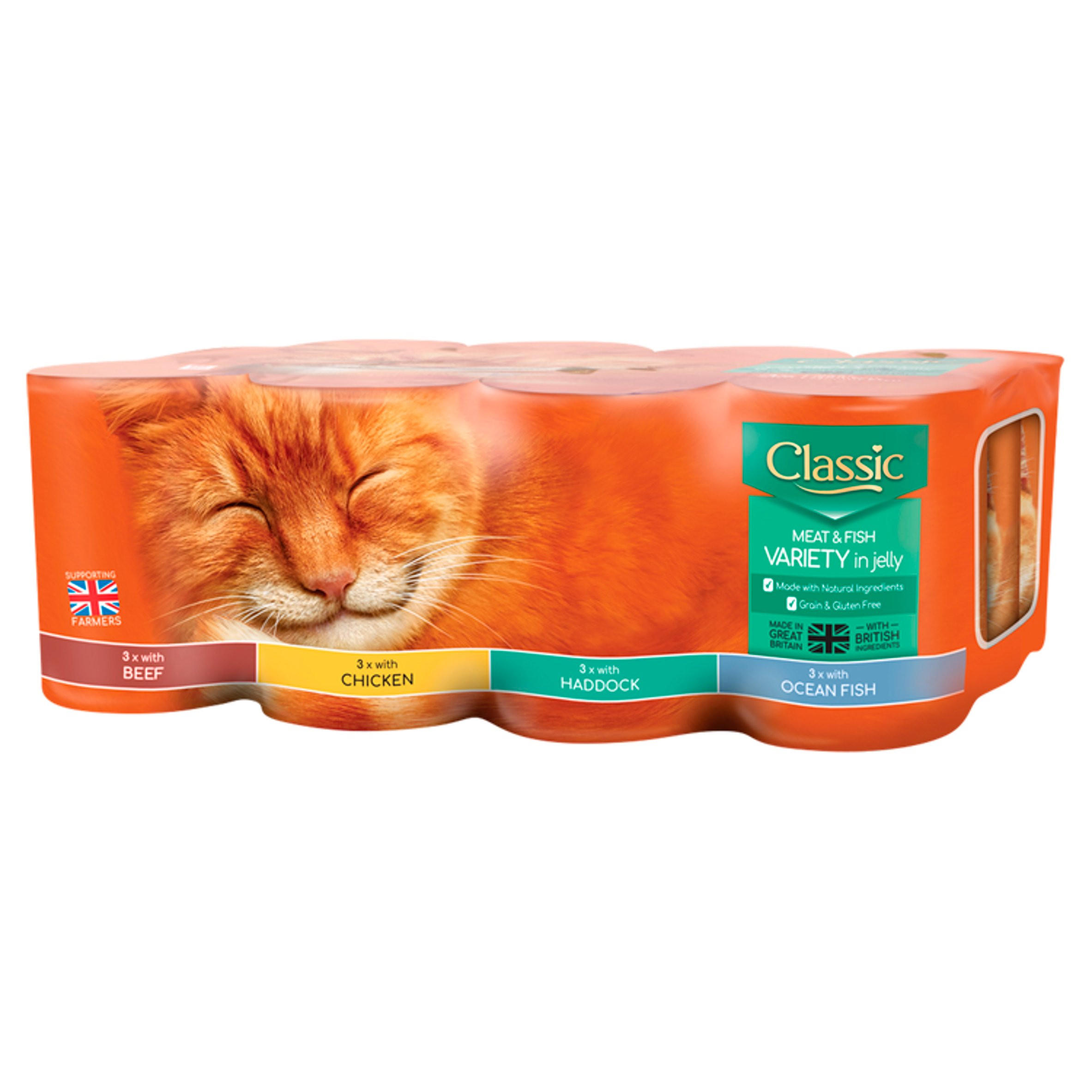 Butcher's Classic Meat & Fish Variety In Jelly Wet Cat Food Tins 12 x 400g