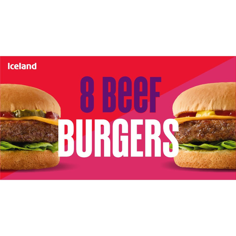 Iceland 8 Beef Burgers 454g