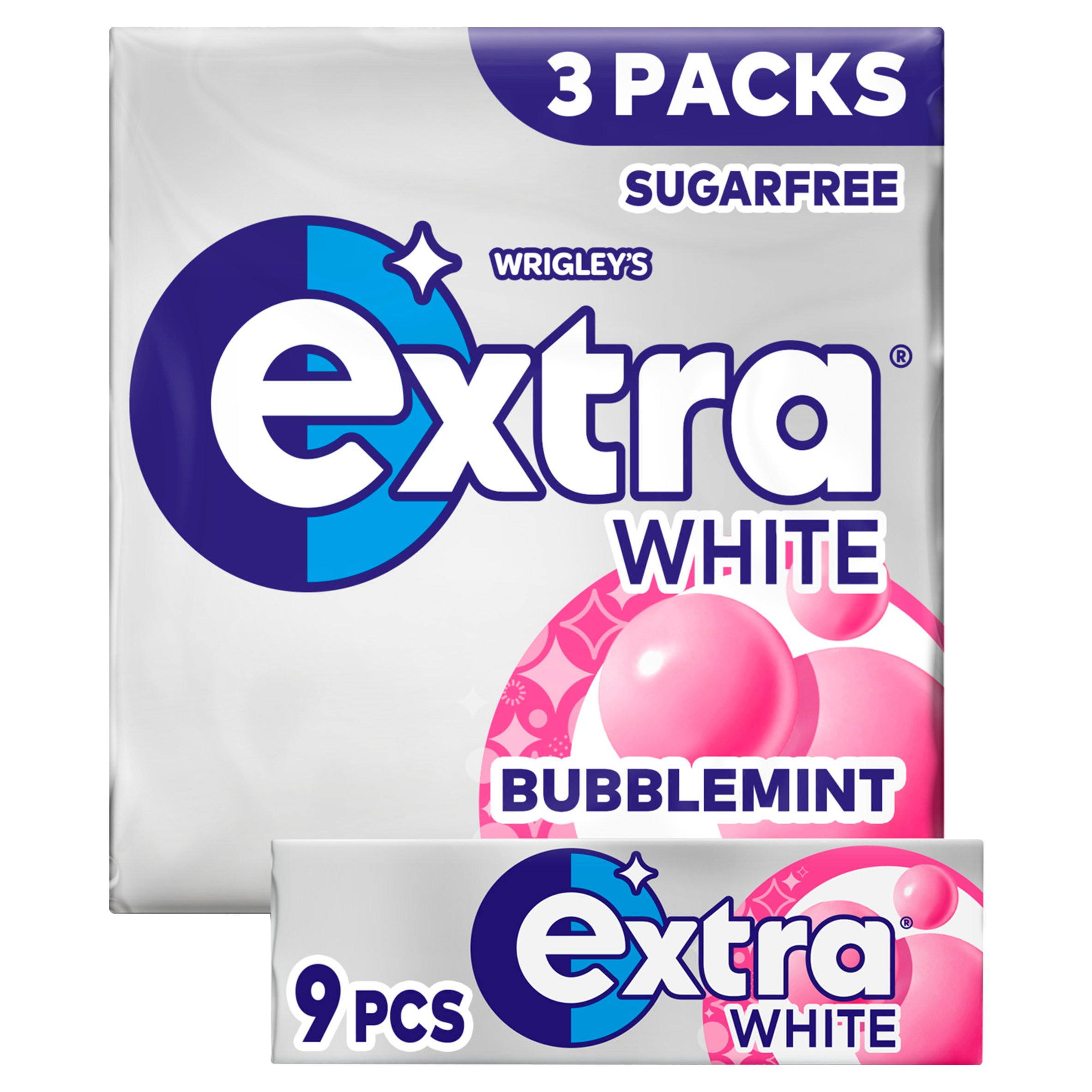 Extra White Bubblemint Sugarfree Chewing Gum Multipack 3x9 Pieces
