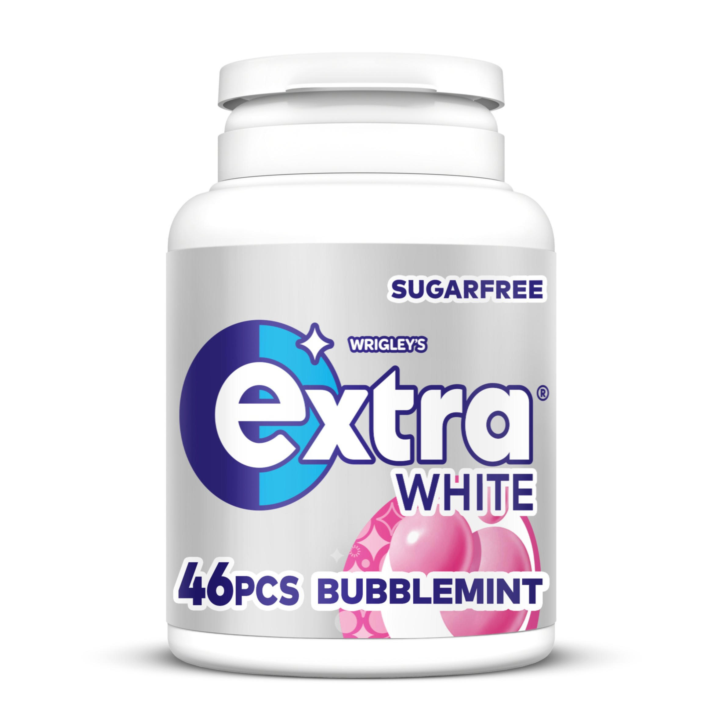 Extra White Bubblemint Sugarfree Chewing Gum Bottle 46 Pieces