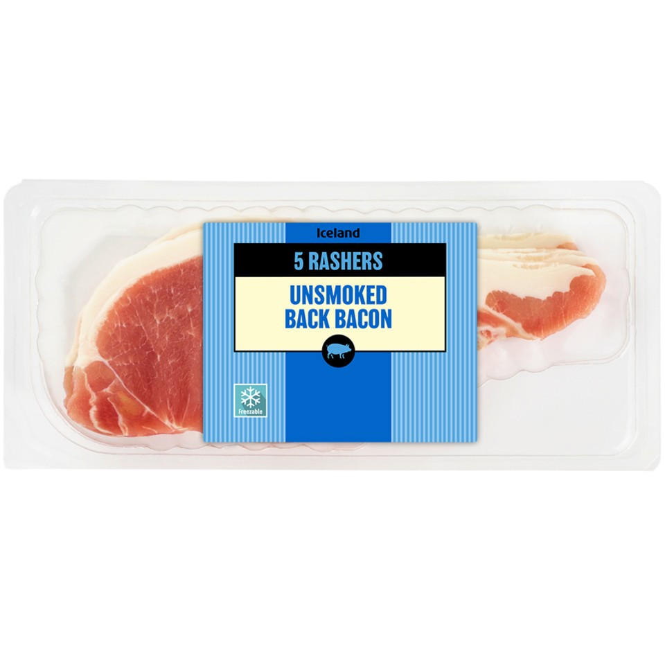 Iceland 5 Rashers. (Approx.) Unsmoked Back Bacon 150g