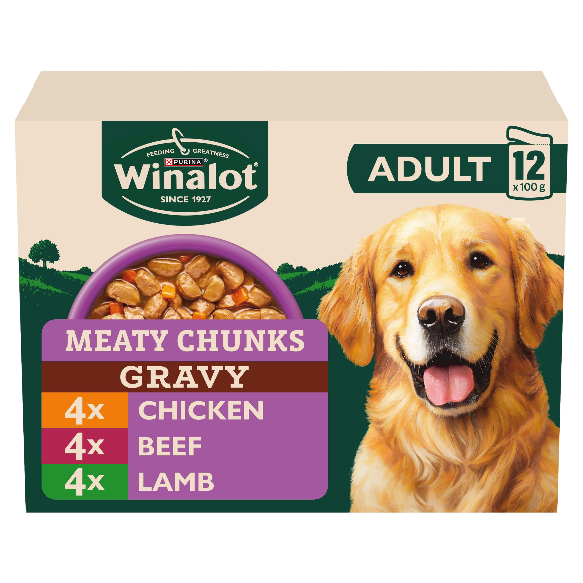 WINALOT Meaty Chunks Mixed in Gravy Wet Dog Food 12x100g
