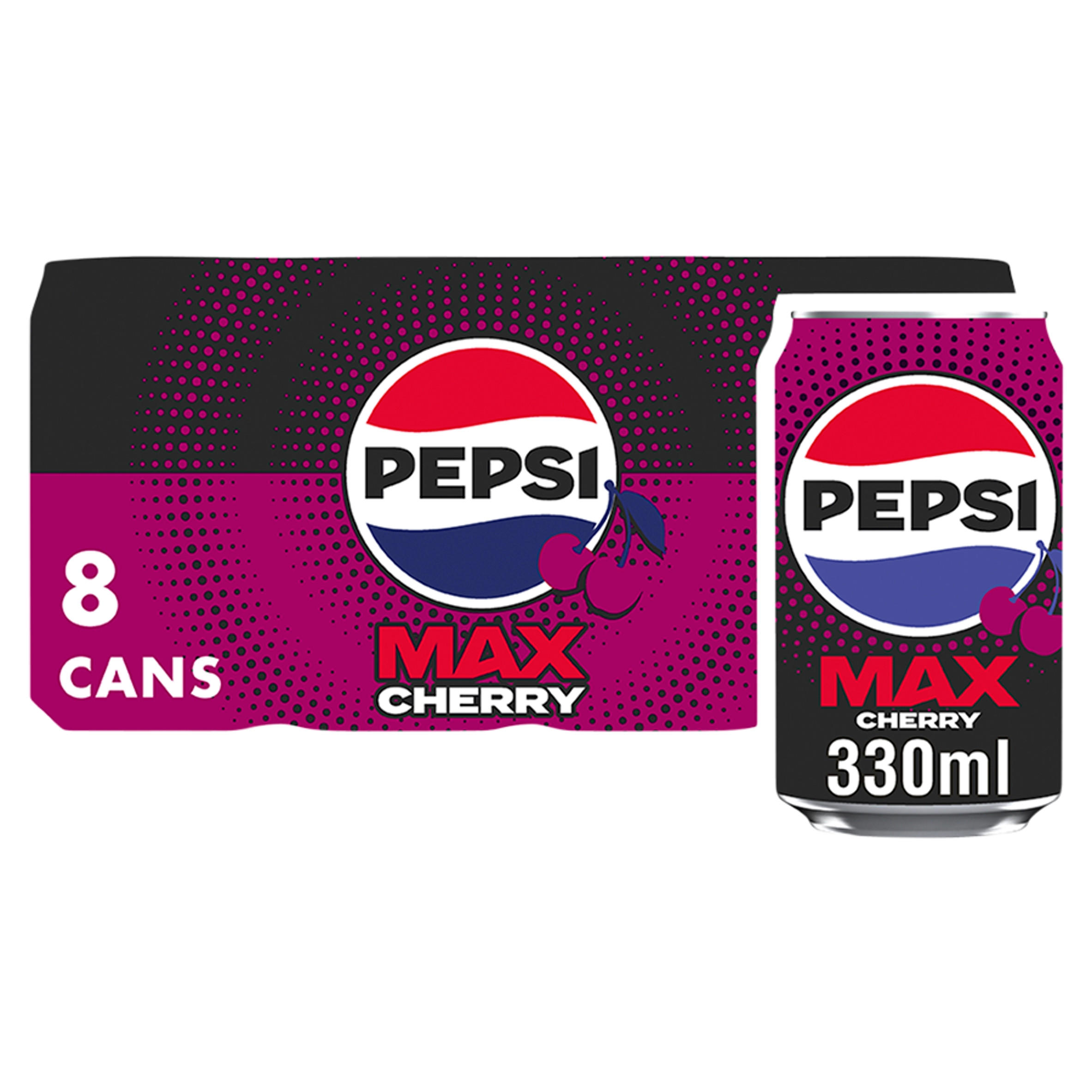 Pepsi Max Cherry No Sugar Cola Cans 8 x 330ml