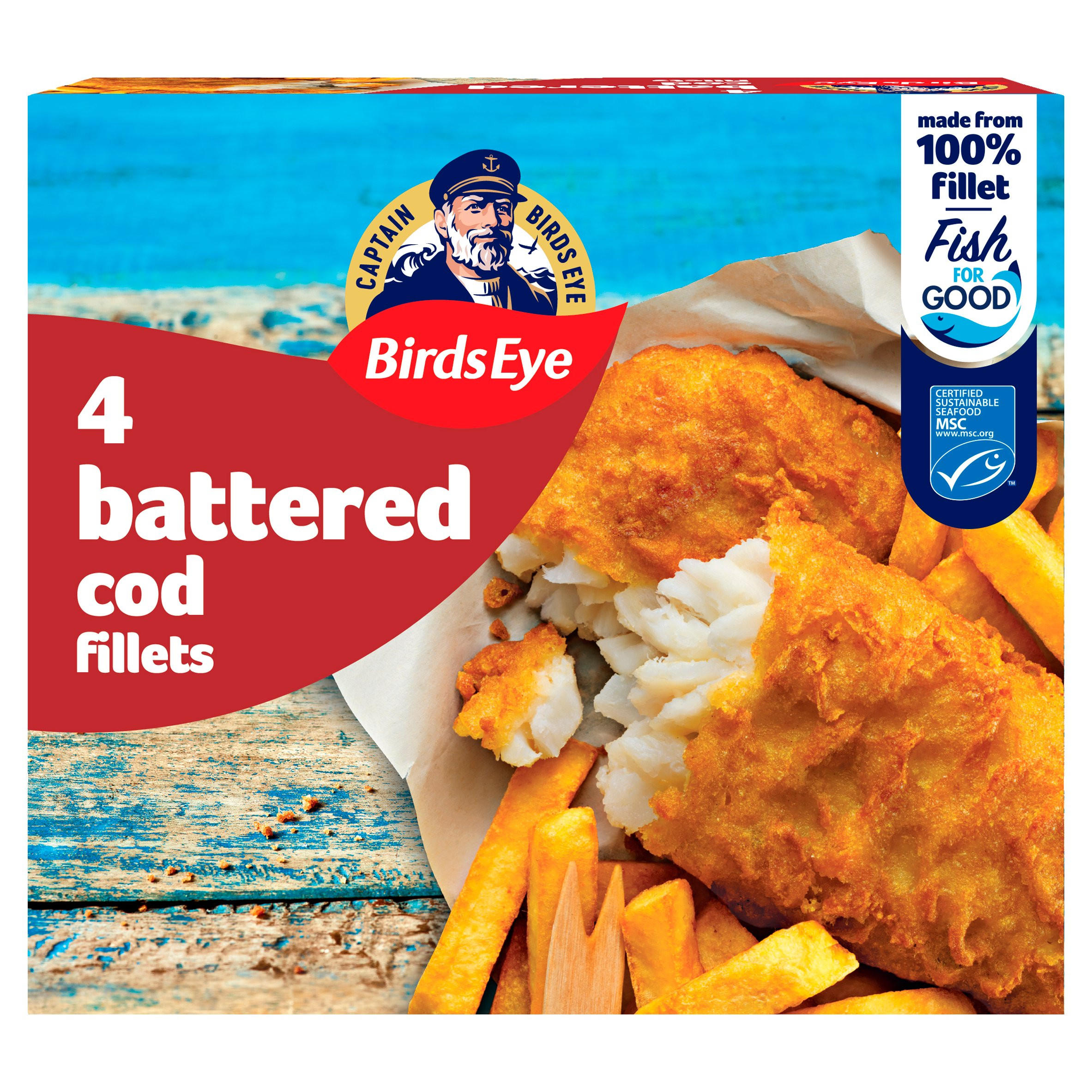 Birds Eye 4 Battered Cod Fillets 400g
