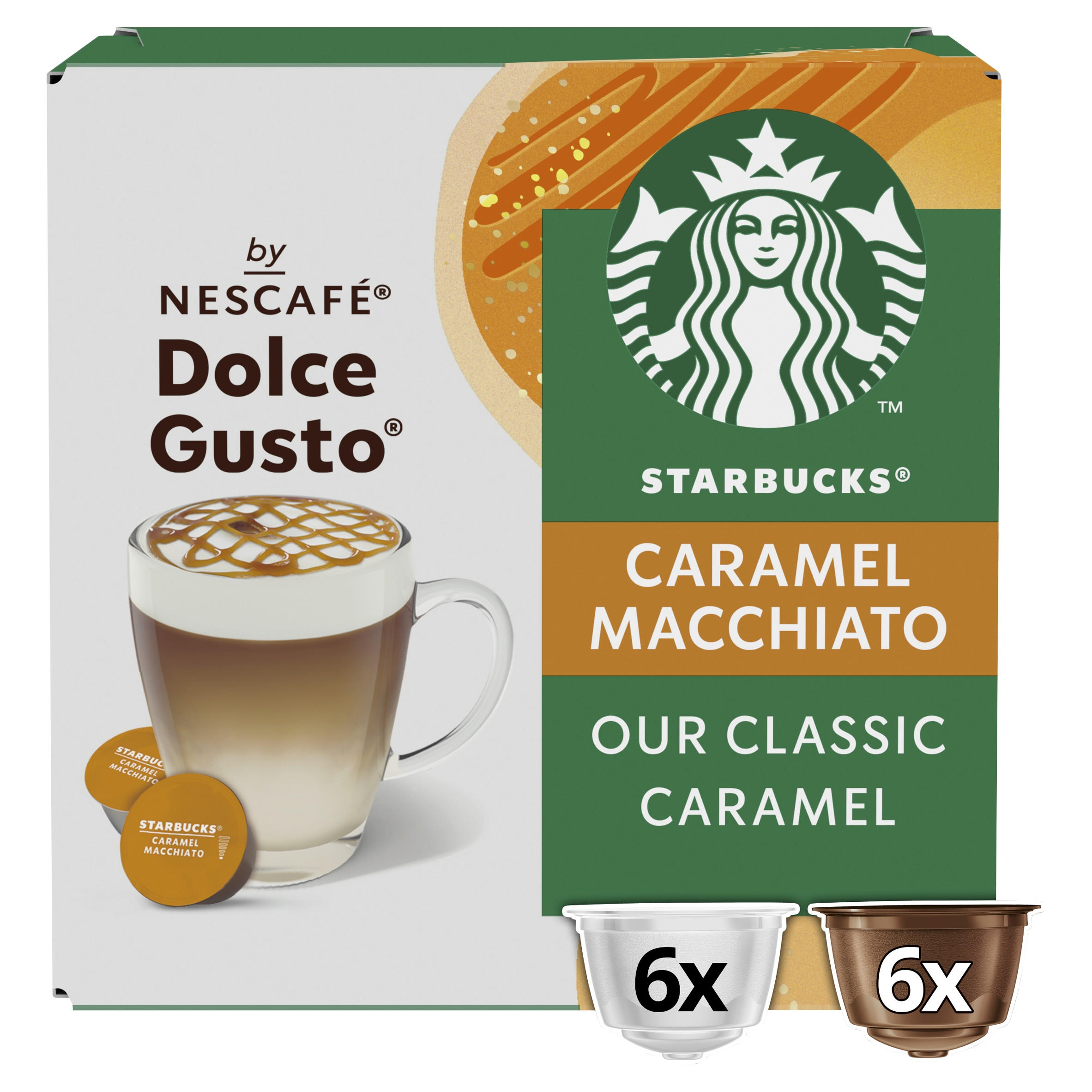Starbucks® Caramel Macchiato By Nescafé Dolce Gusto, Coffee Pods x12 (6 Servings)