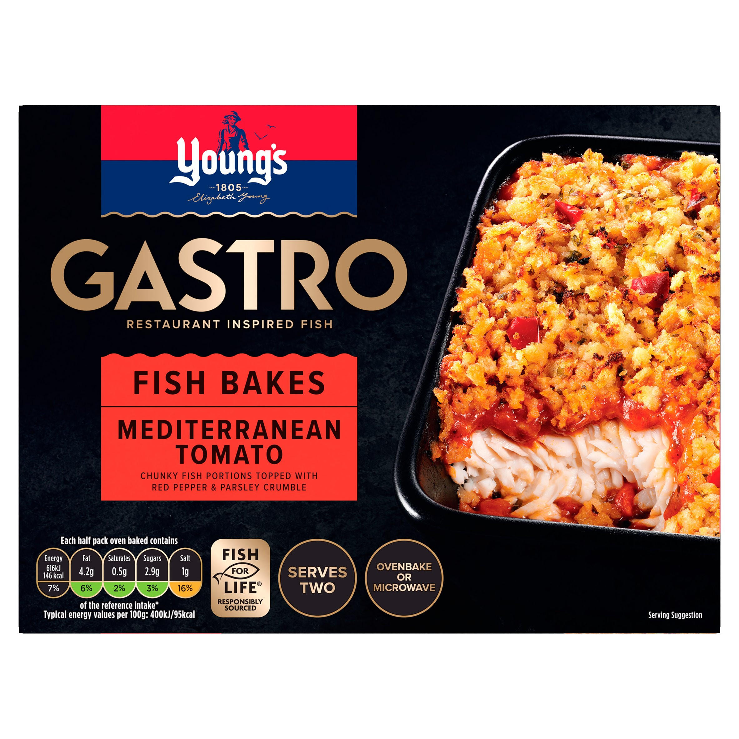 Young's Gastro Fish Bakes Mediterranean Tomato 340g