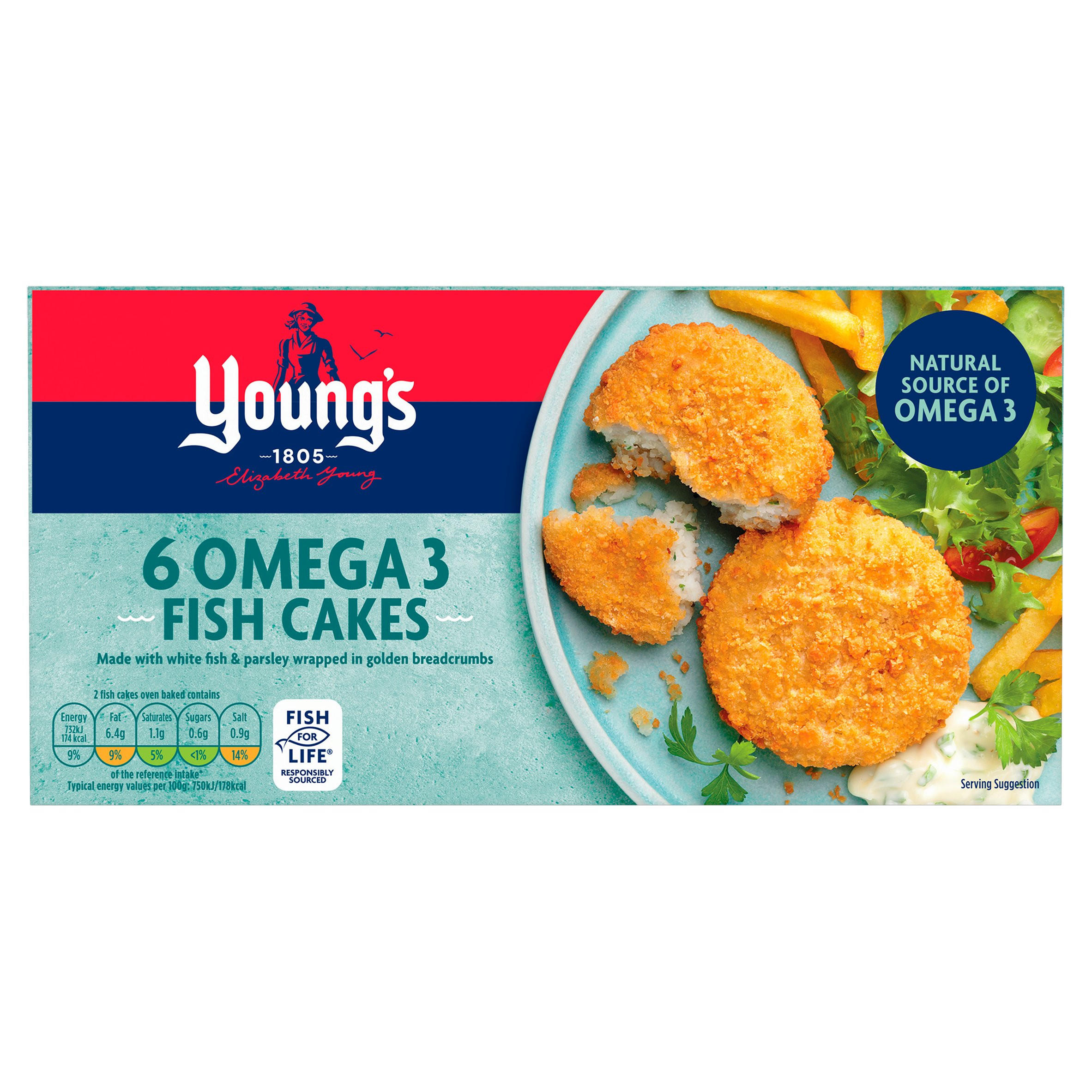 Young's 6 Omega 3 Fish Cakes 300g