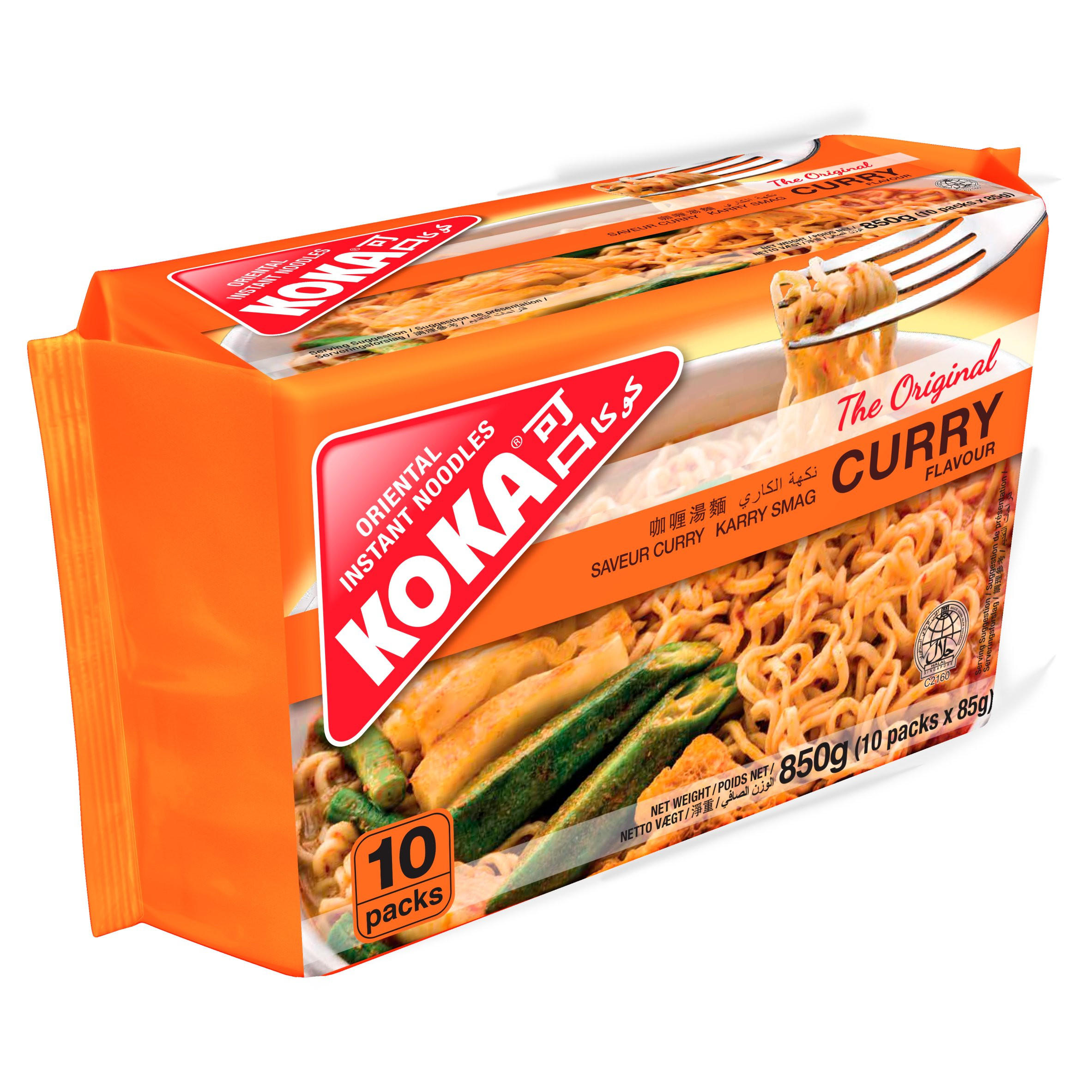 Koka The Original Curry Flavour Oriental Instant Noodles 10 x 85g (850g)