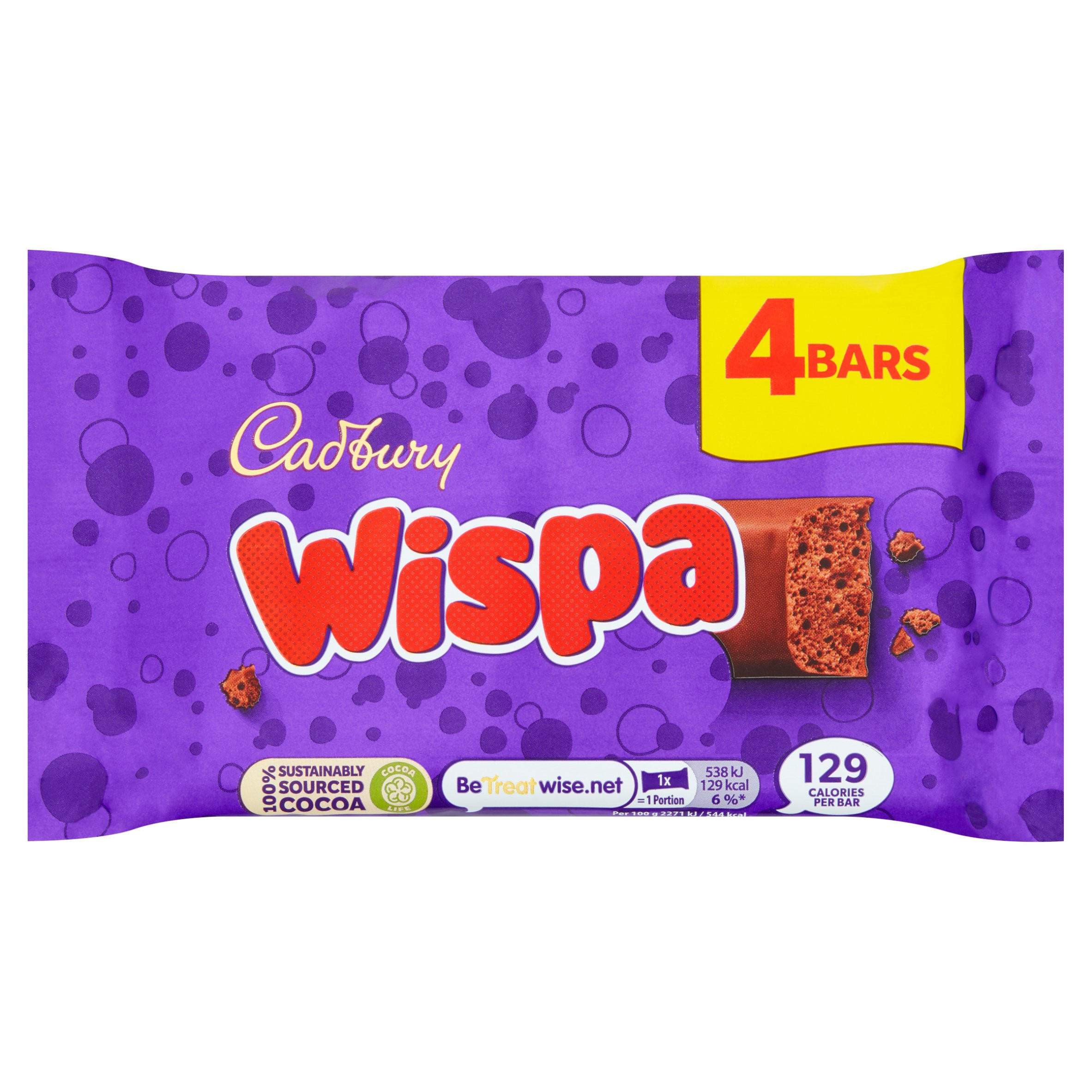 Cadbury Wispa Chocolate Bar 4 Pack Multipack 94g